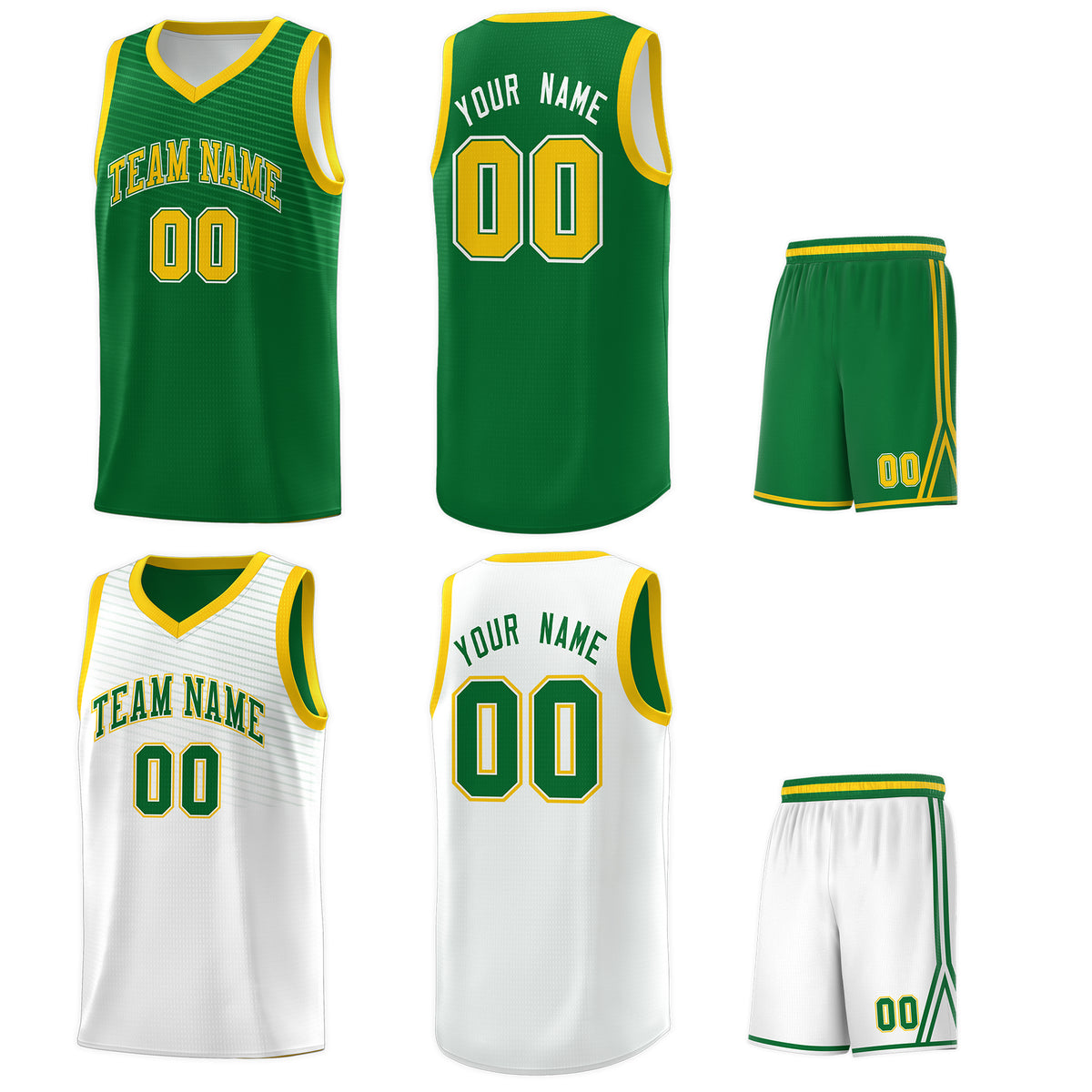 Custom White Kelly Green Chest Slash Patttern Sports Uniform Basketball Jersey