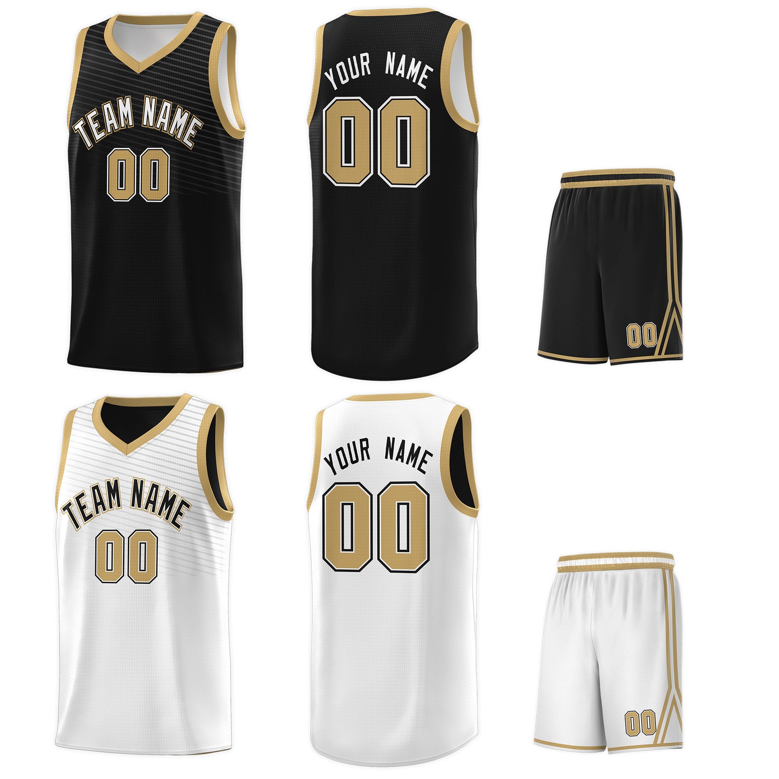 Custom Black White Chest Slash Patttern Double Side Sports Uniform Basketball Jersey
