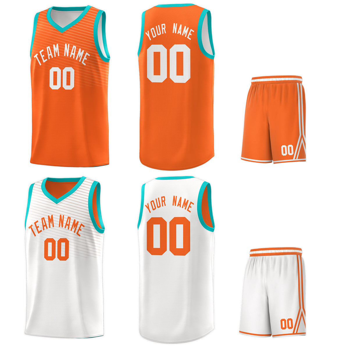 Custom White Orange Chest Slash Patttern Sports Uniform Basketball Jersey