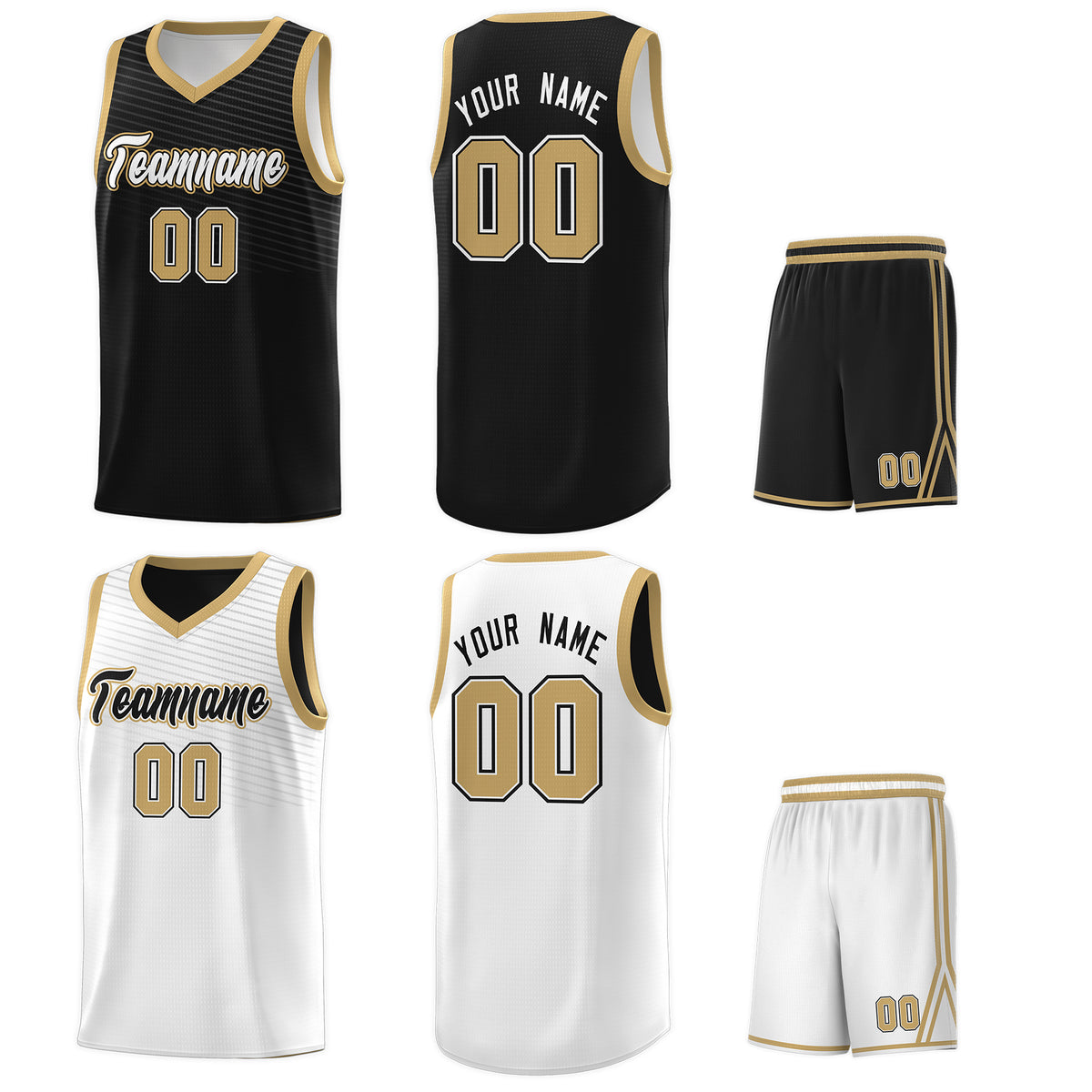 Custom Black White Chest Slash Patttern Double Side Sports Uniform Basketball Jersey