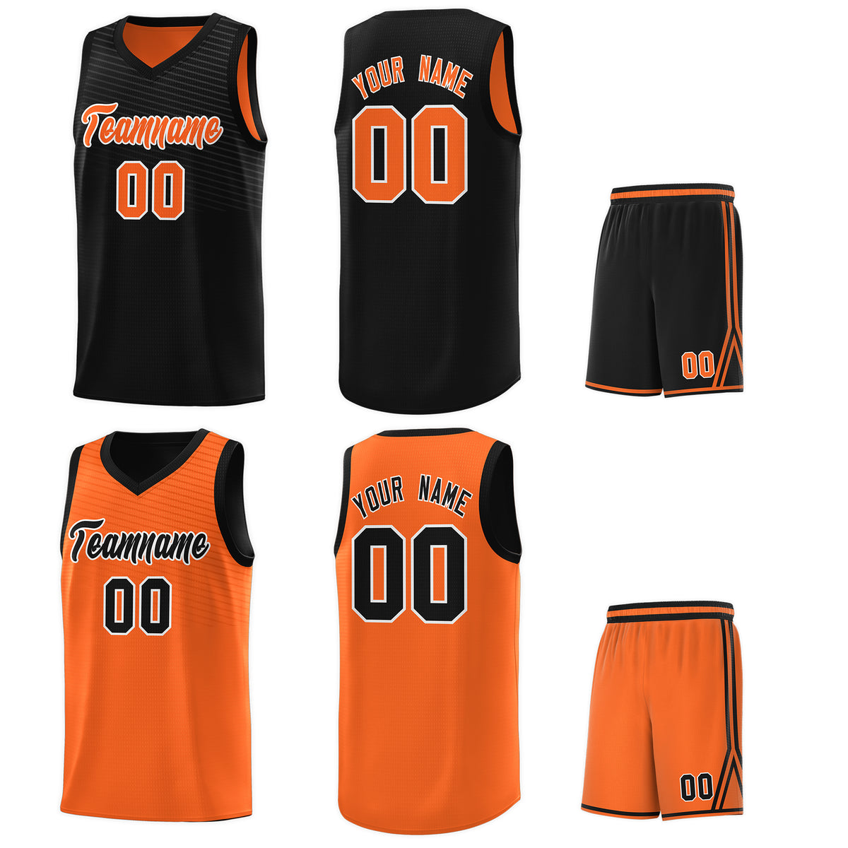 Custom Orange Black Chest Slash Patttern Sports Uniform Basketball Jersey