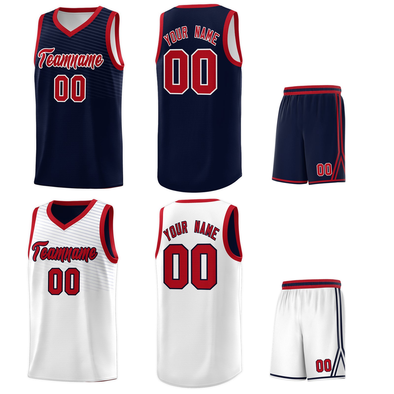 Custom Navy White Chest Slash Patttern Double Side Sports Uniform Basketball Jersey