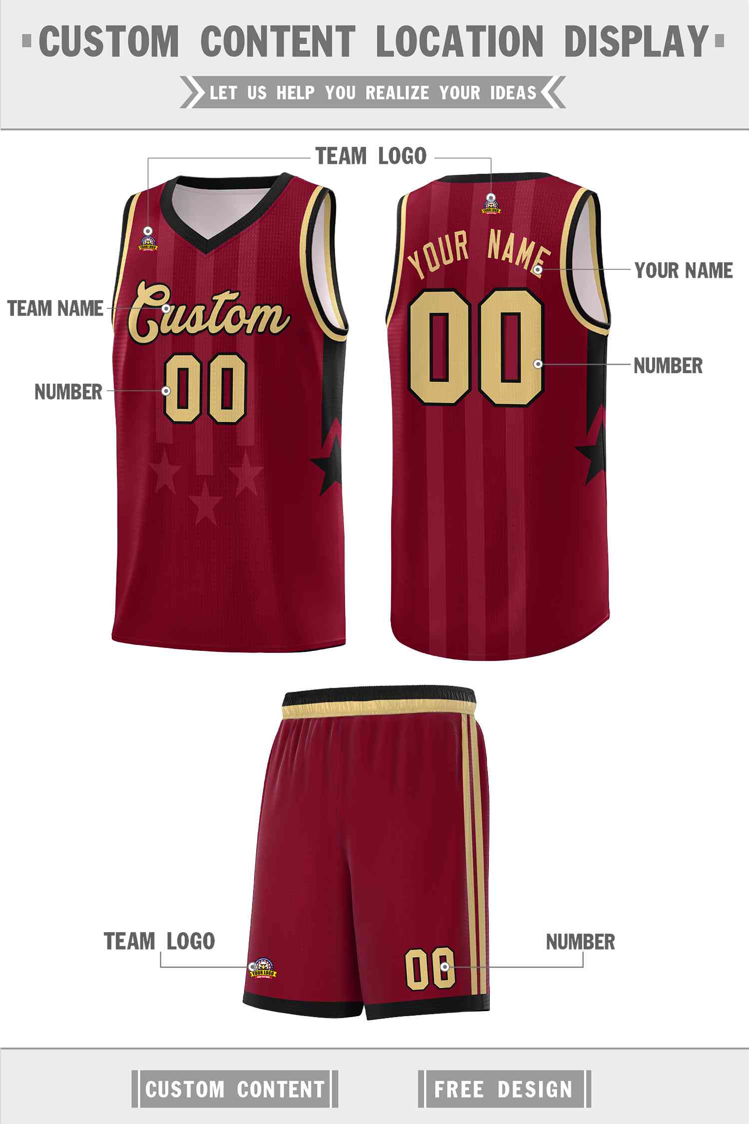 Custom Crimson Black and Khaki Gradient Star Graffiti Pattern Sports Uniform Basketball Jersey