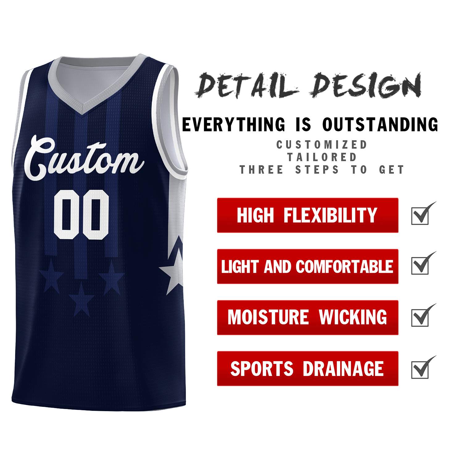 Custom Navy Gray and White Gradient Star Graffiti Pattern Sports Uniform Basketball Jersey