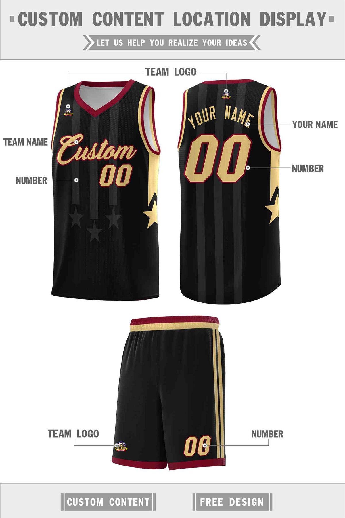 Custom Black Crimson and Khaki Gradient Star Graffiti Pattern Sports Uniform Basketball Jersey