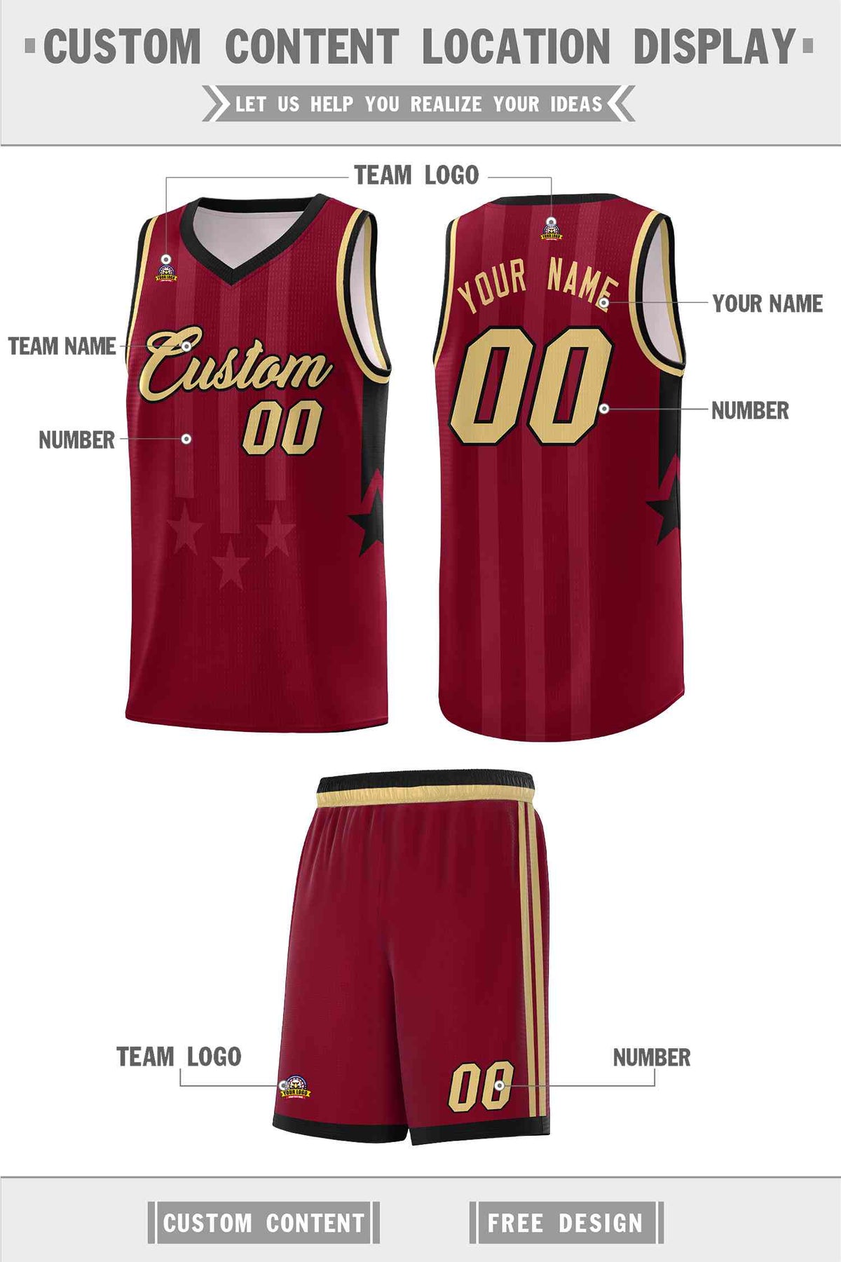 Custom Crimson Black and Khaki Gradient Star Graffiti Pattern Sports Uniform Basketball Jersey