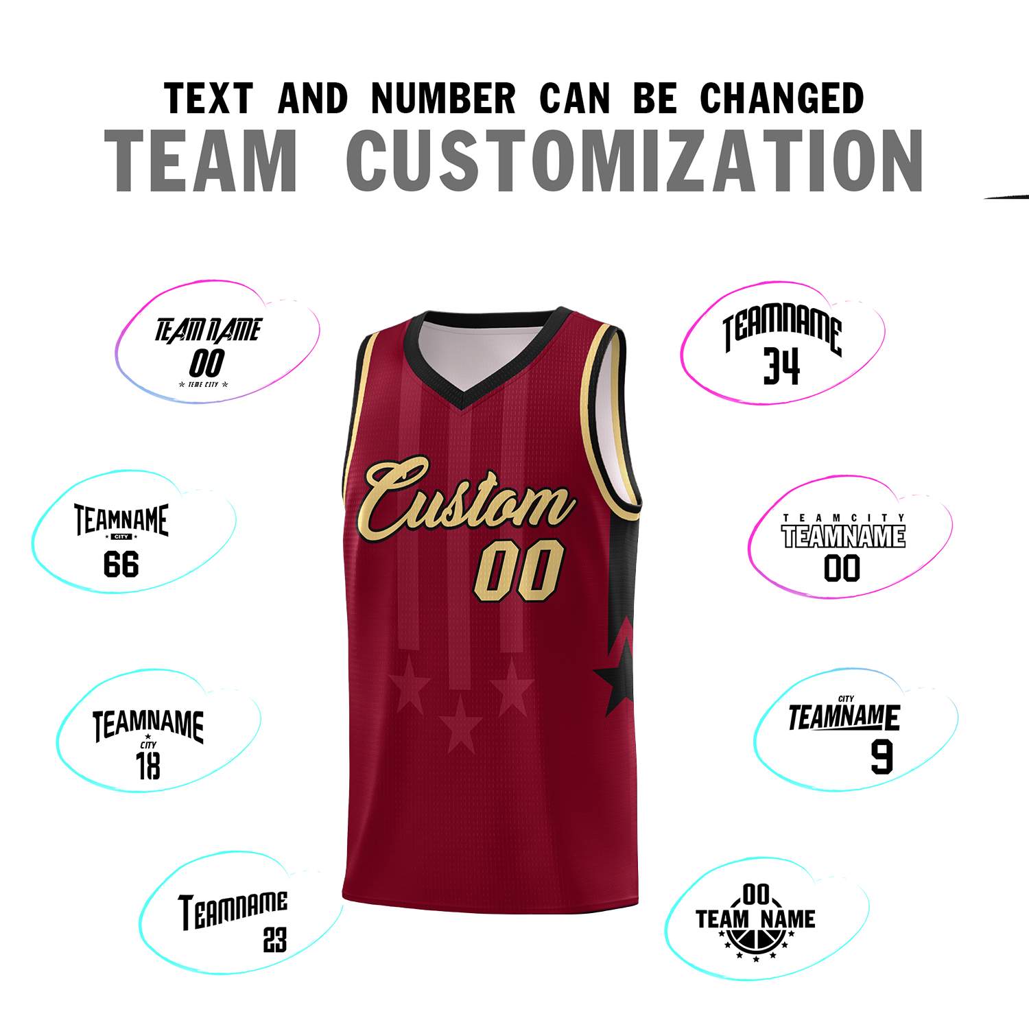 Custom Crimson Black and Khaki Gradient Star Graffiti Pattern Sports Uniform Basketball Jersey
