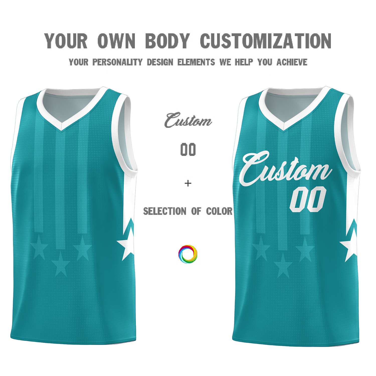 Custom Aqua White and White Gradient Star Graffiti Pattern Sports Uniform Basketball Jersey