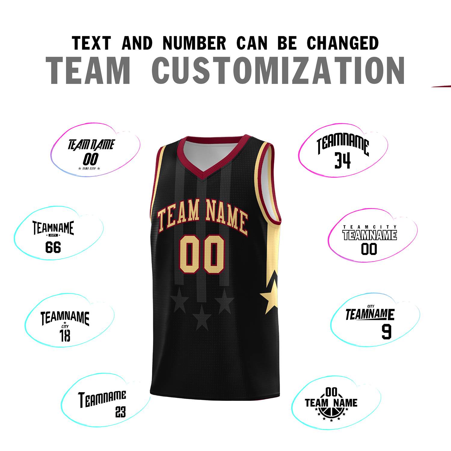 Custom Black Crimson and Khaki Gradient Star Graffiti Pattern Sports Uniform Basketball Jersey