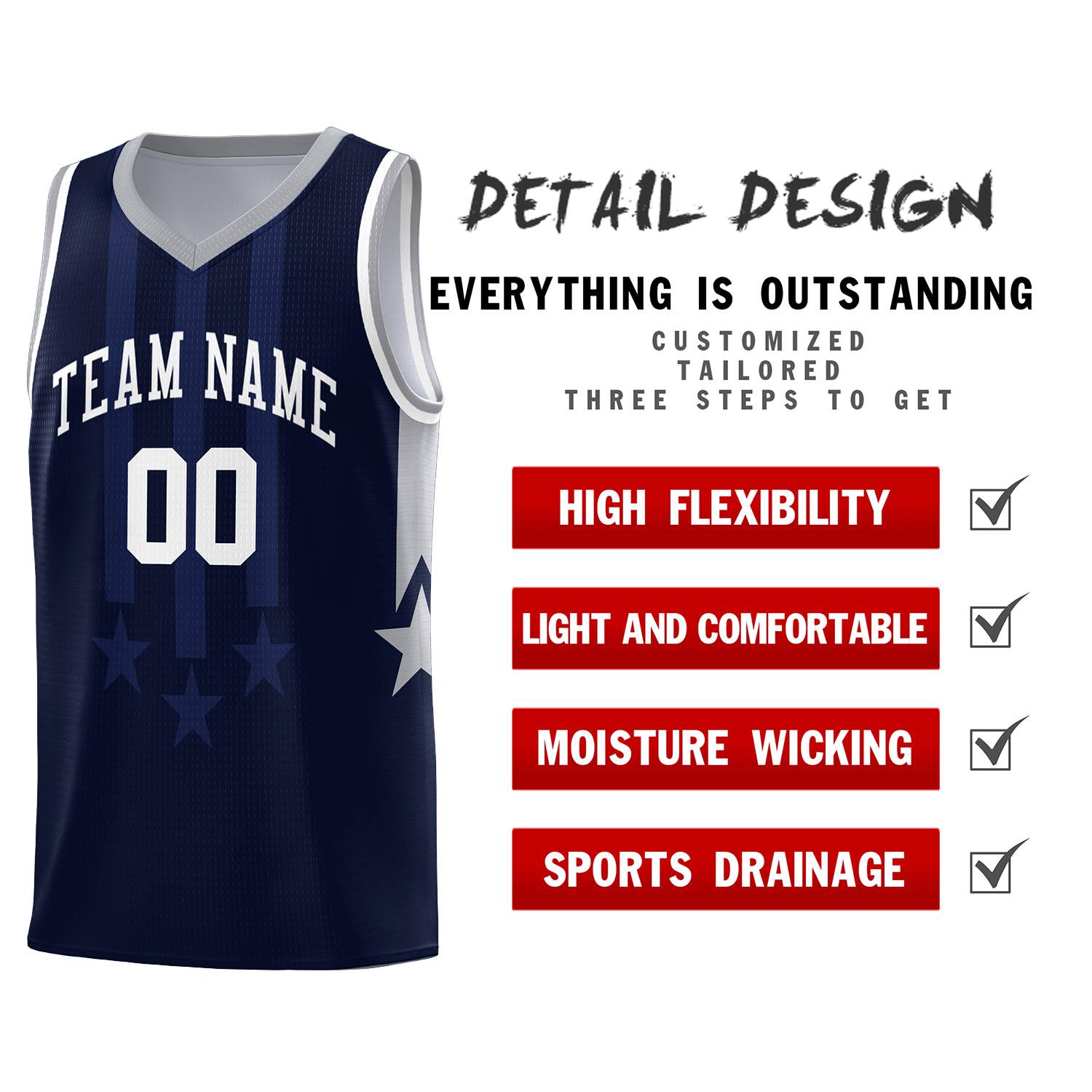Custom Navy Gray and White Gradient Star Graffiti Pattern Sports Uniform Basketball Jersey