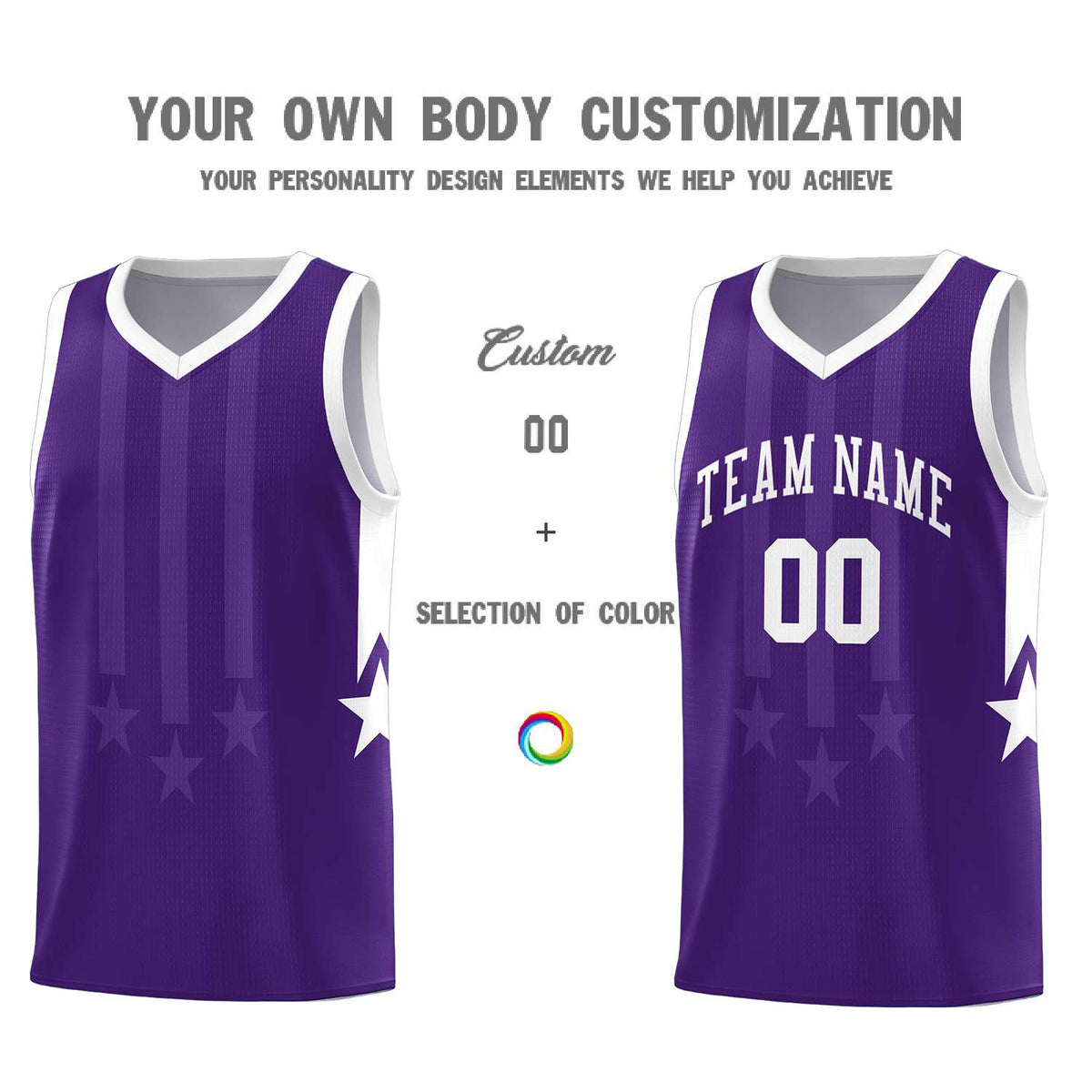 Custom Purple White and White Gradient Star Graffiti Pattern Sports Uniform Basketball Jersey