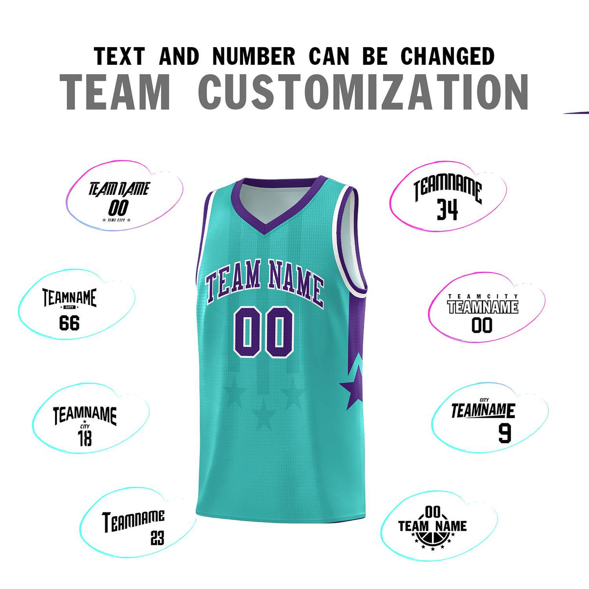 Custom Bright Green Purple and White Gradient Star Graffiti Pattern Sports Uniform Basketball Jersey