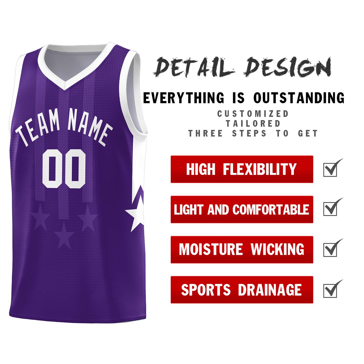 Custom Purple White and White Gradient Star Graffiti Pattern Sports Uniform Basketball Jersey