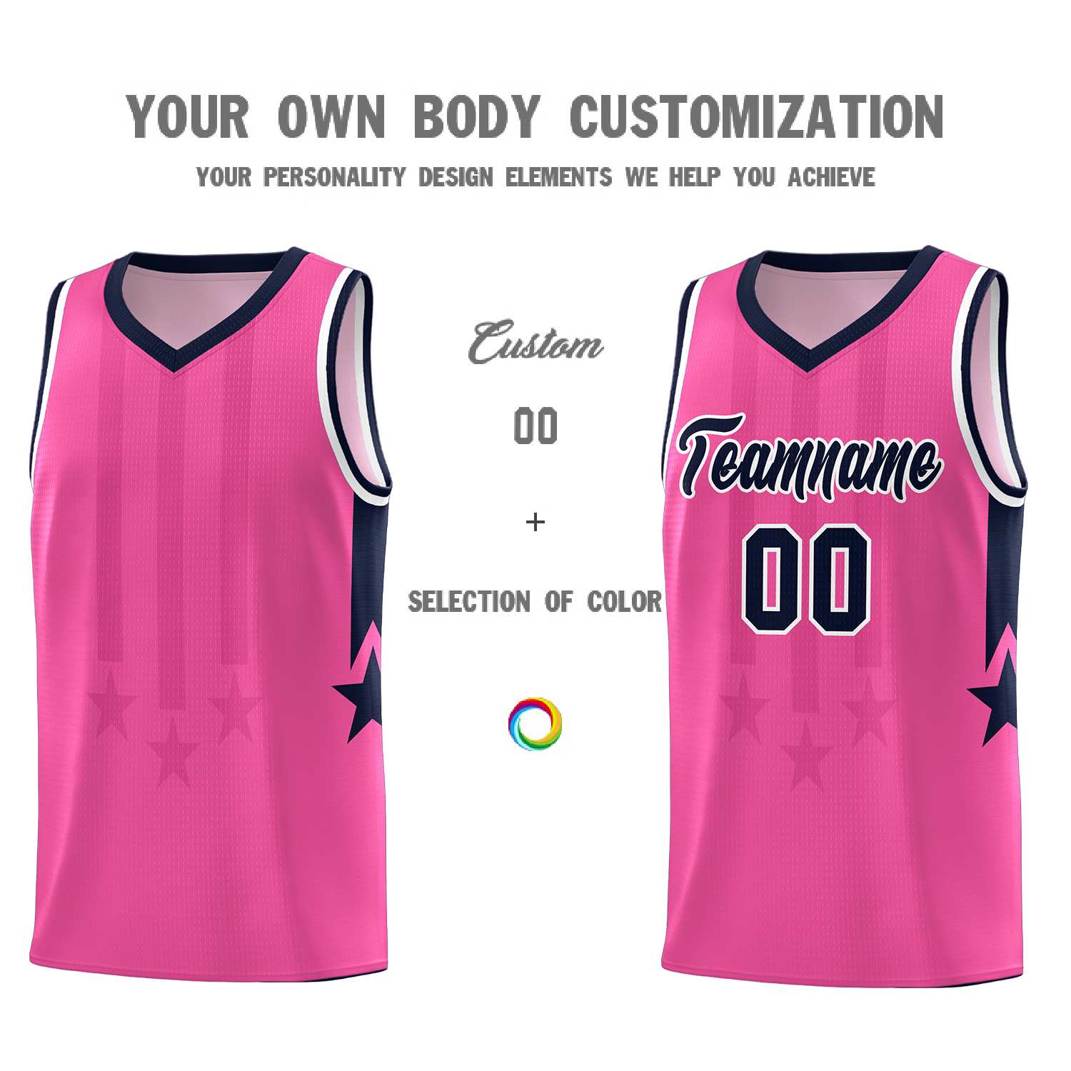Custom Pink Navy and White Gradient Star Graffiti Pattern Sports Uniform Basketball Jersey