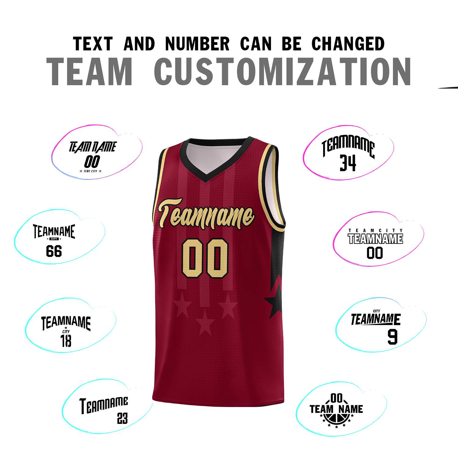 Custom Crimson Black and Khaki Gradient Star Graffiti Pattern Sports Uniform Basketball Jersey