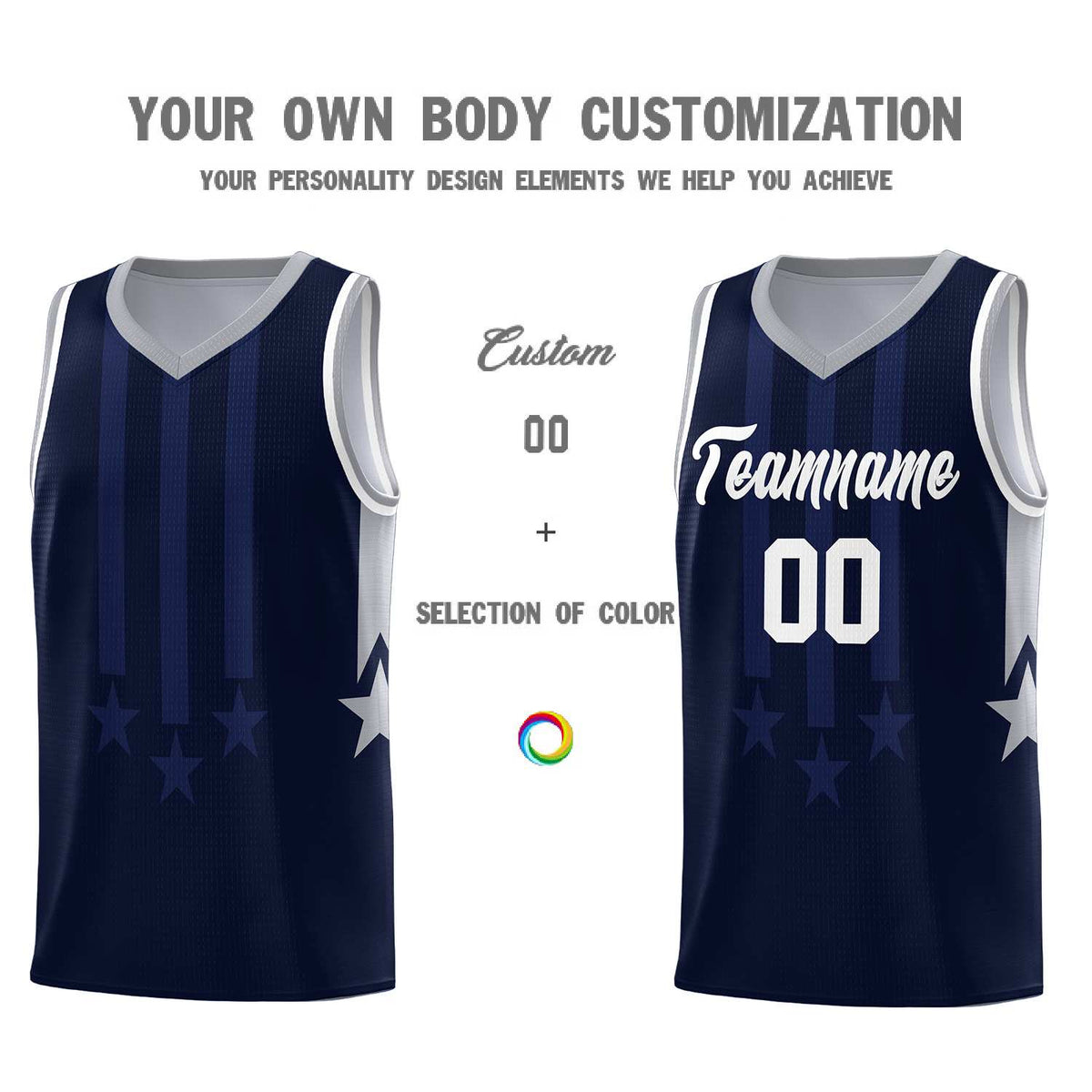Custom Navy Gray and White Gradient Star Graffiti Pattern Sports Uniform Basketball Jersey