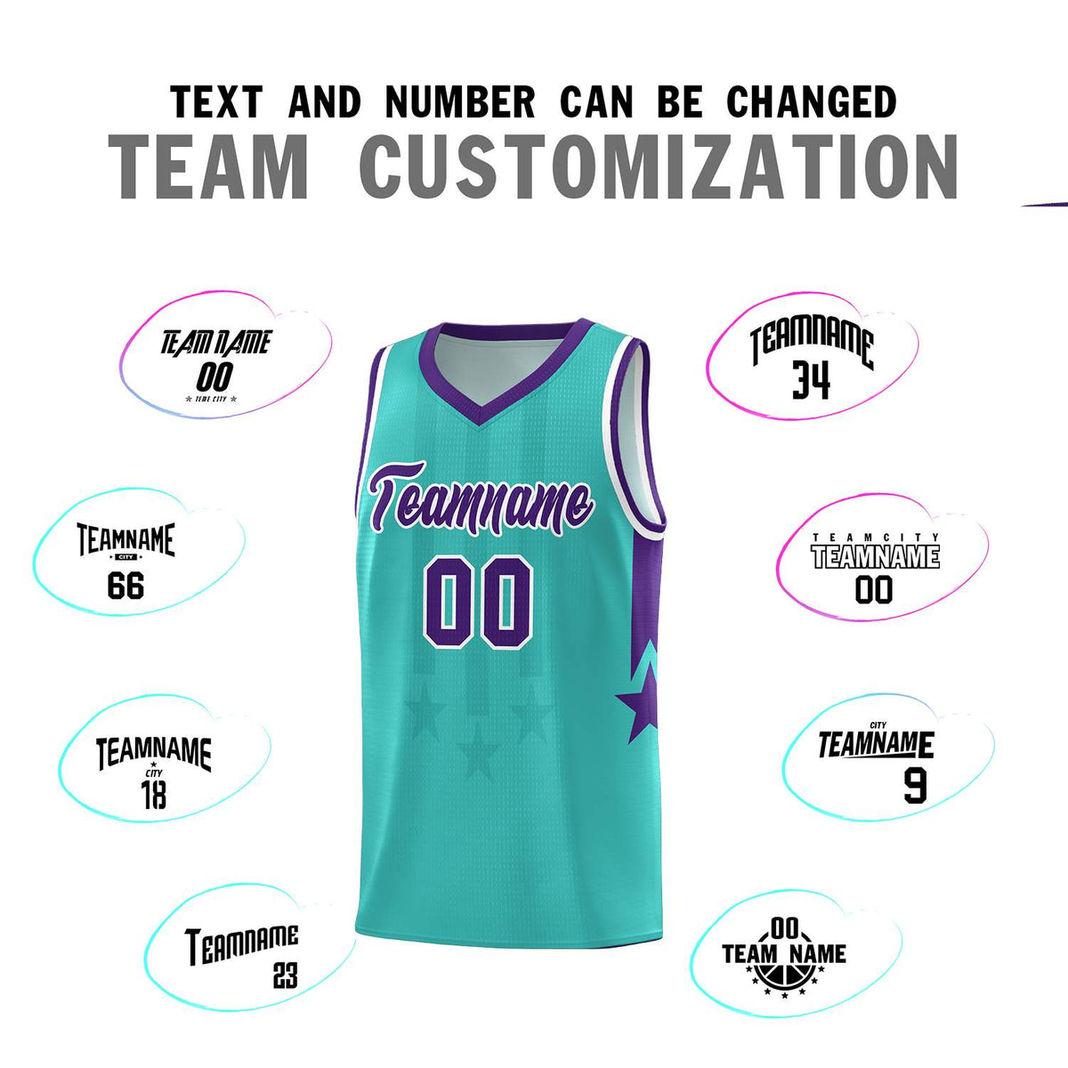 Custom Bright Green Purple and White Gradient Star Graffiti Pattern Sports Uniform Basketball Jersey