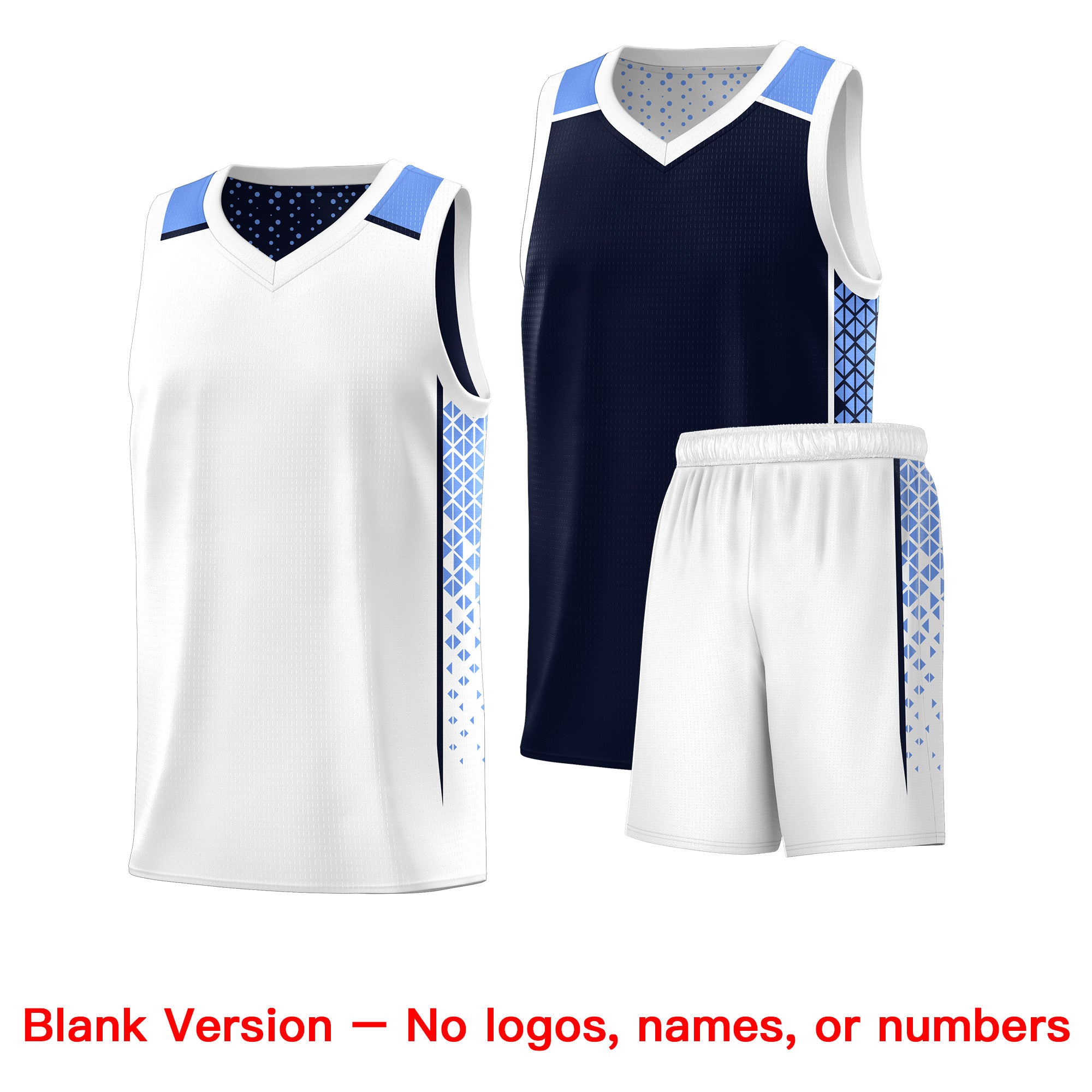 Custom Navy White Side Gradient Patttern Double Side Sports Uniform Basketball Jersey