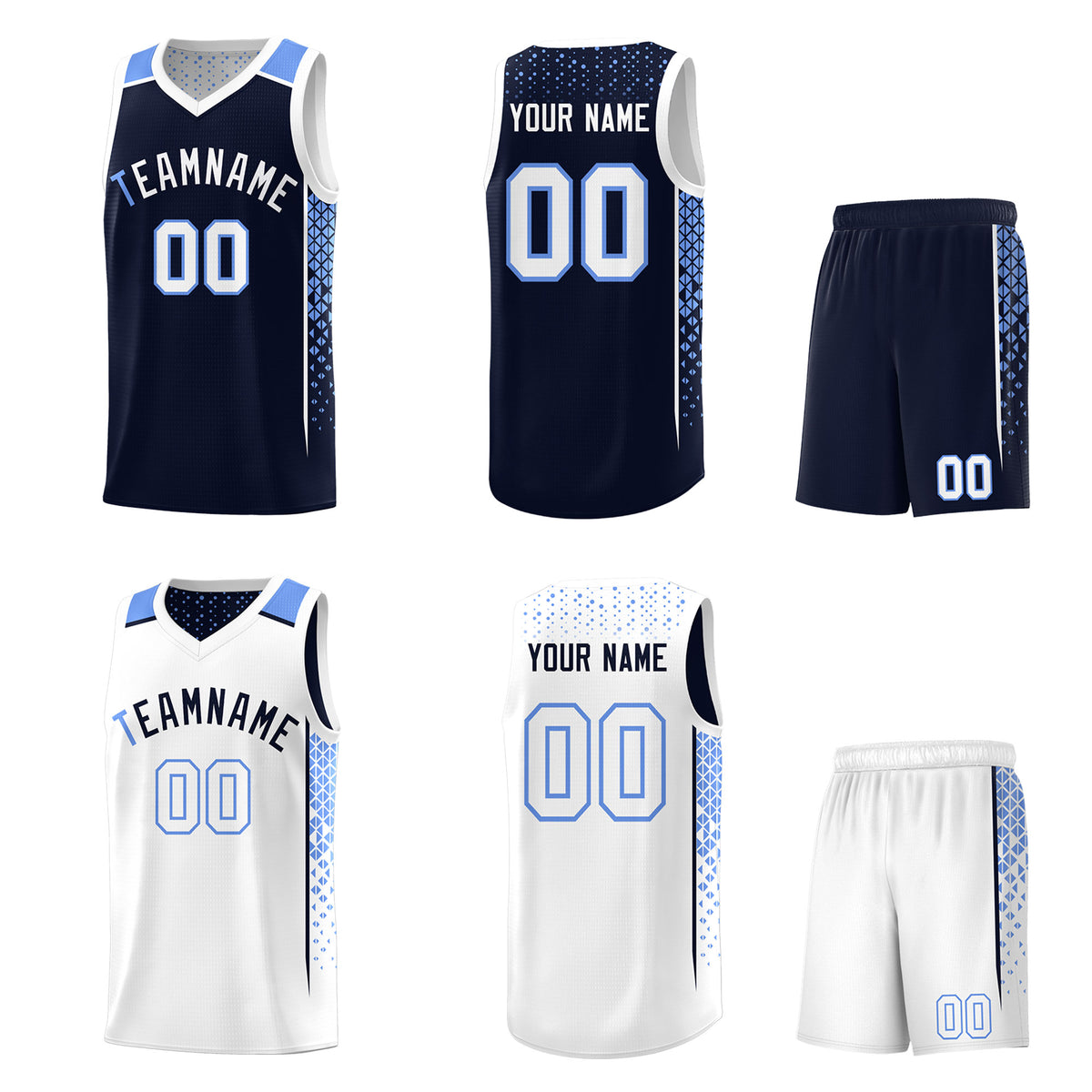 Custom Navy White Side Gradient Patttern Double Side Sports Uniform Basketball Jersey