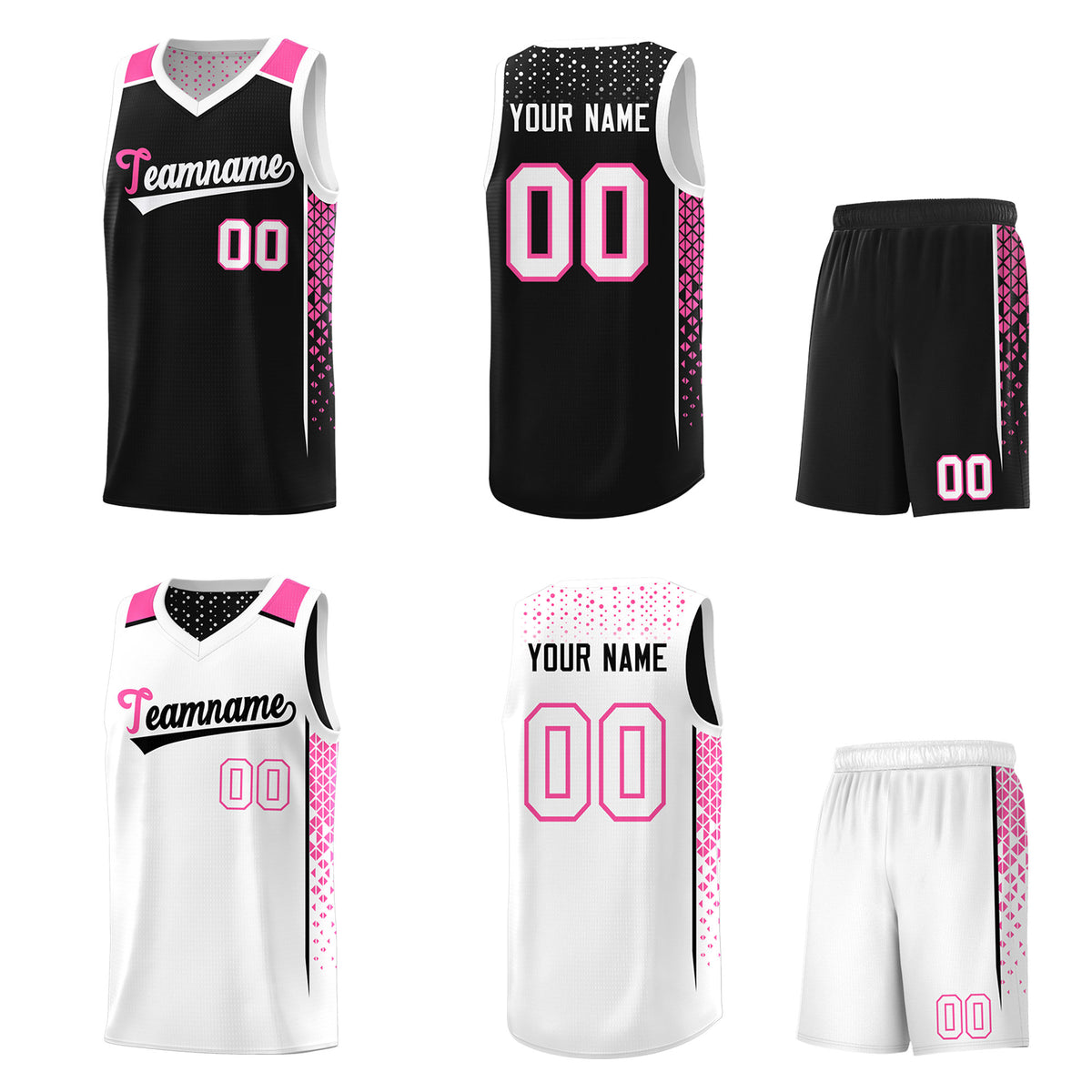Custom Black White Side Gradient Patttern Double Side Sports Uniform Basketball Jersey