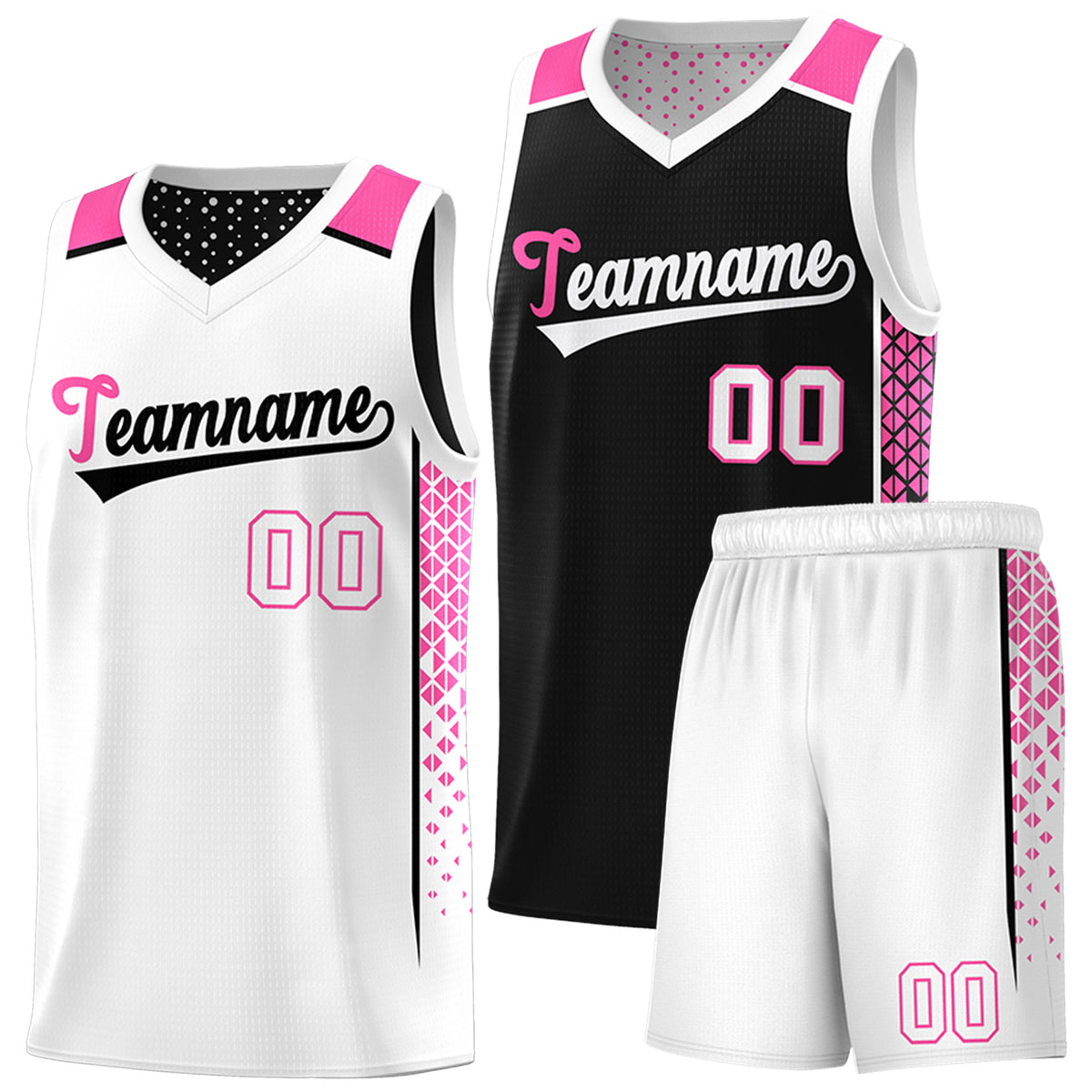 Custom Black White Side Gradient Patttern Double Side Sports Uniform Basketball Jersey