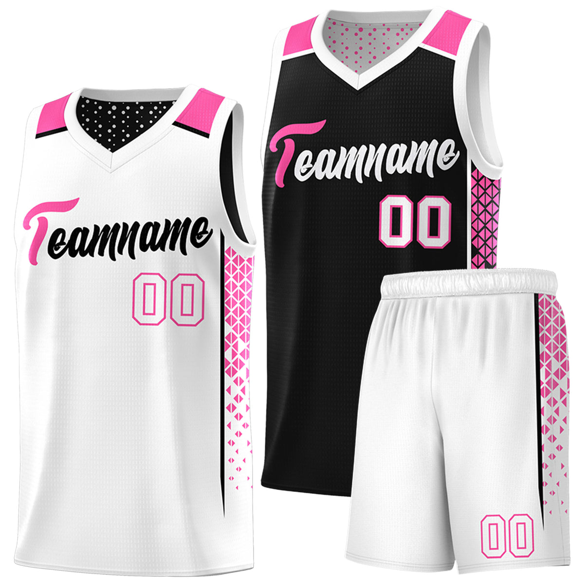 Custom Black White Side Gradient Patttern Double Side Sports Uniform Basketball Jersey