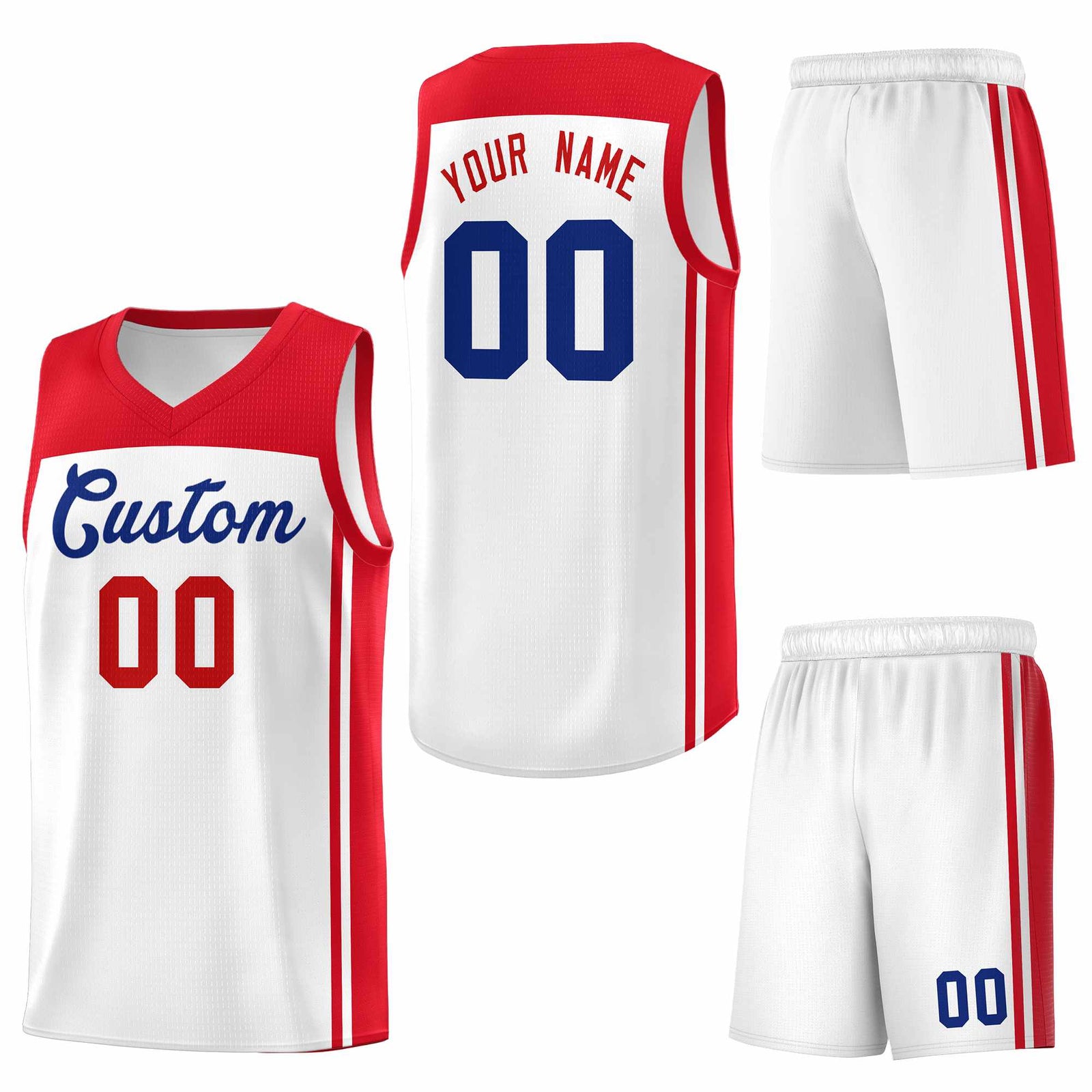 Custom White Red Classic Sets Sports Uniform Basketball Jersey