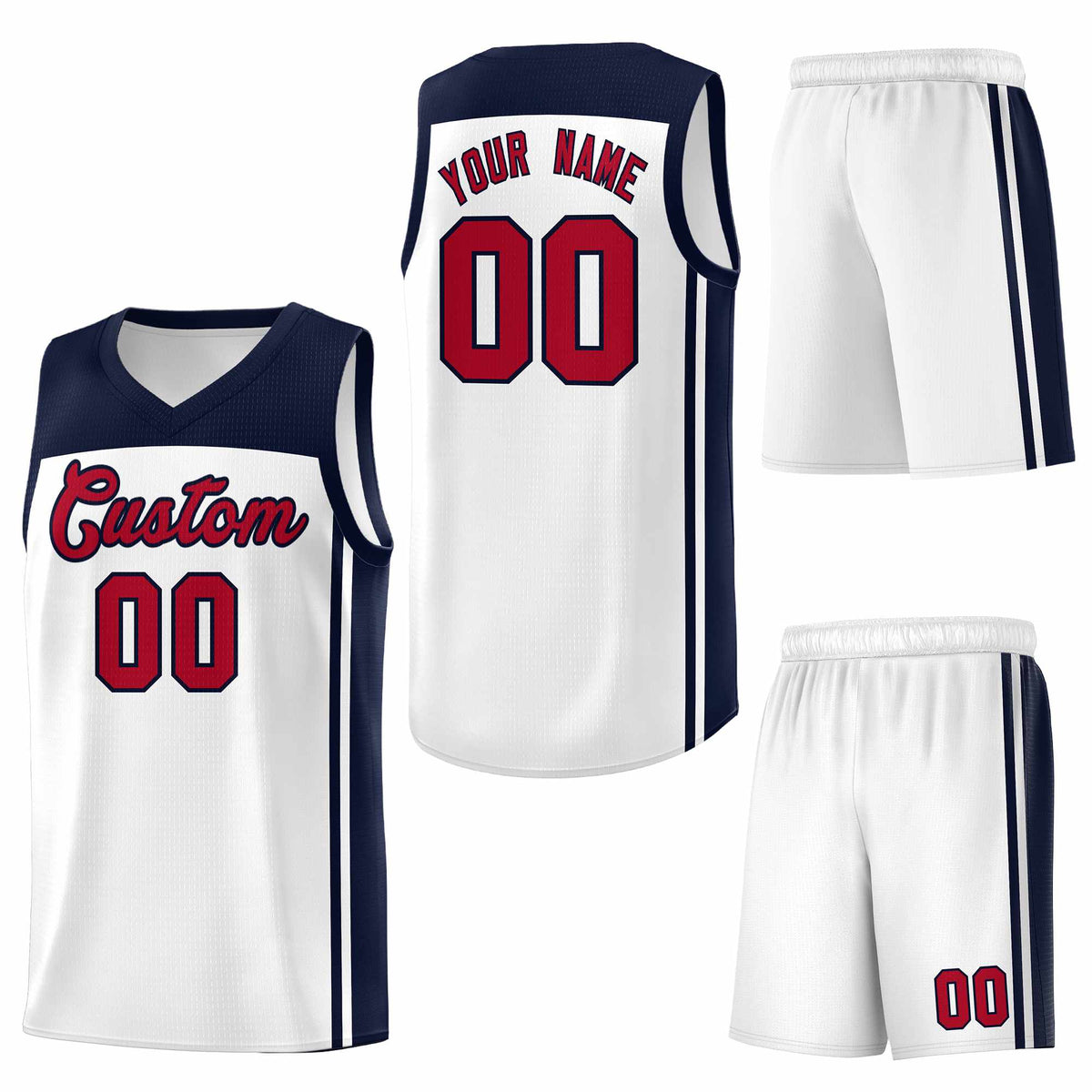 Custom White Navy Classic Sets Sports Uniform Basketball Jersey