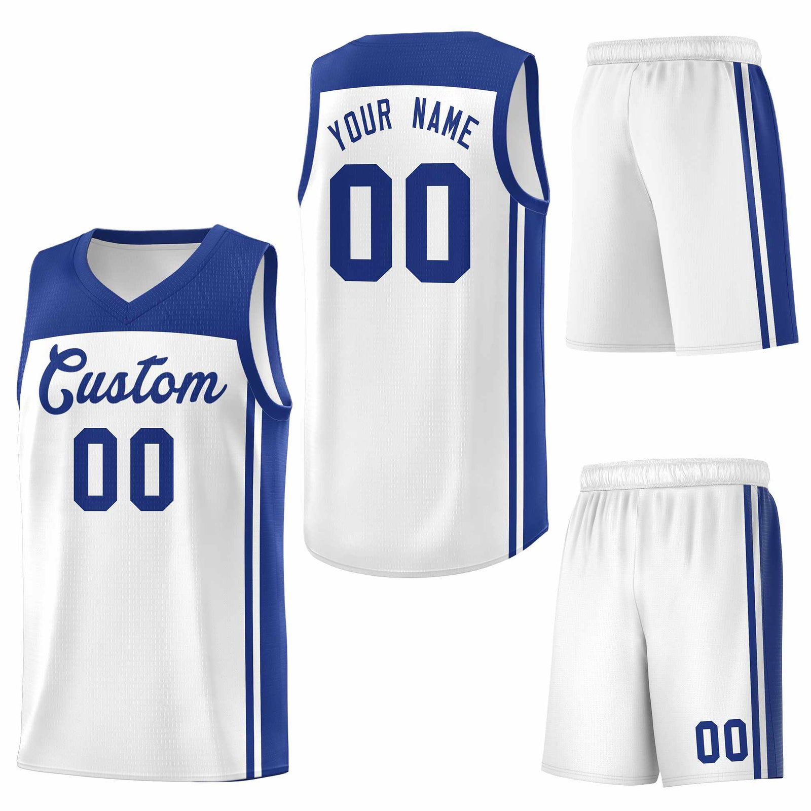 Custom White Royal Classic Sets Sports Uniform Basketball Jersey