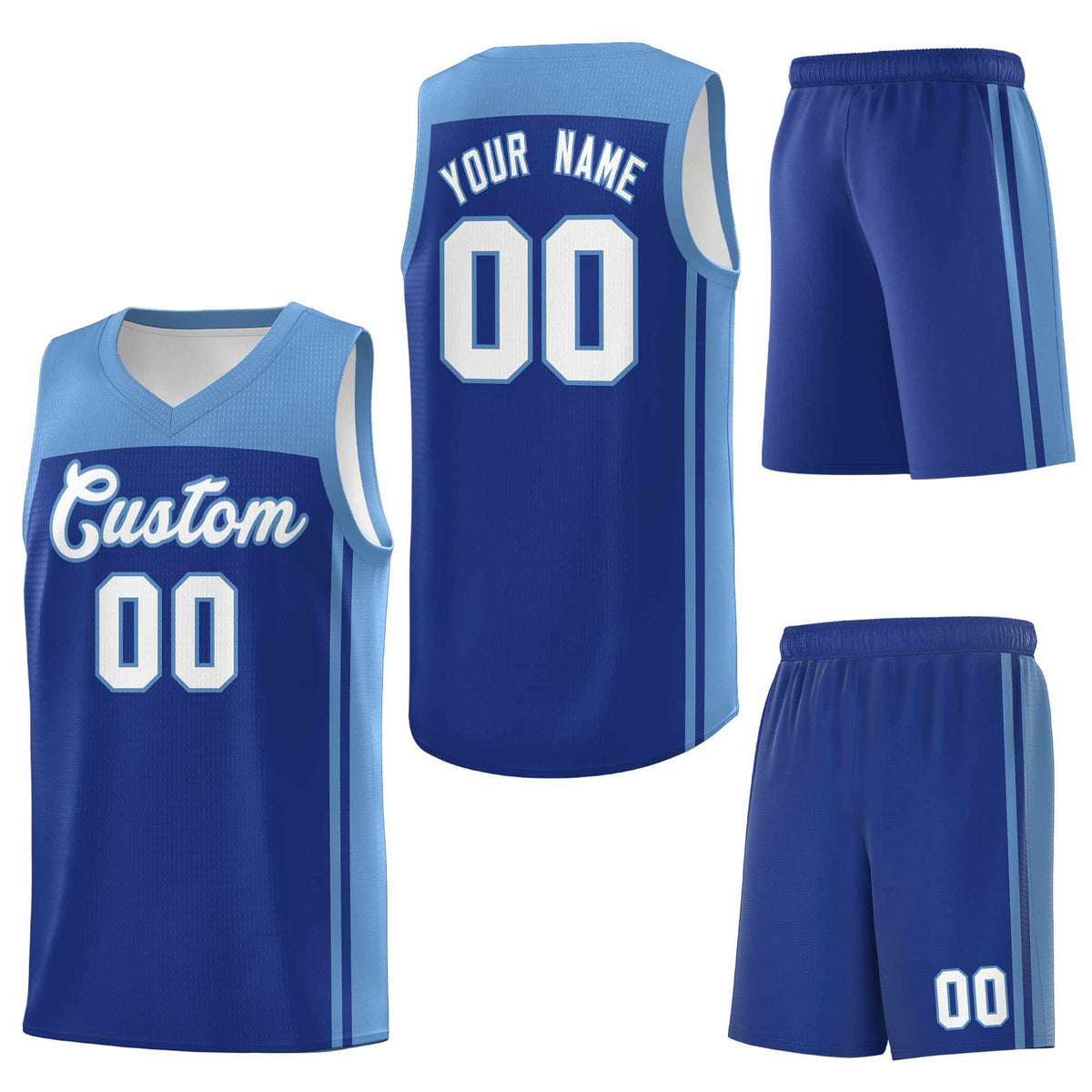 Custom Royal Light Blue Classic Sets Sports Uniform Basketball Jersey