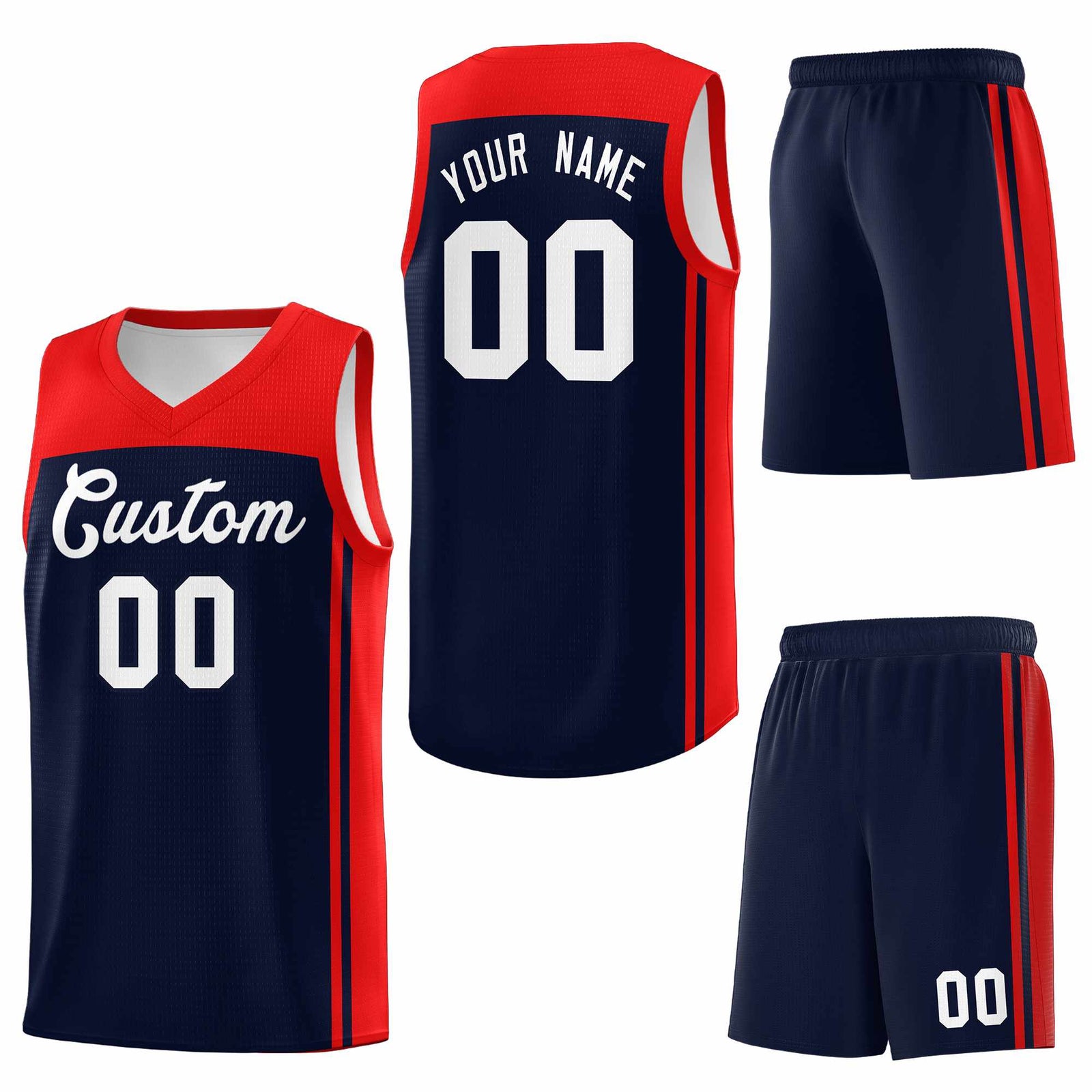 Custom Navy Red Classic Sets Sports Uniform Basketball Jersey