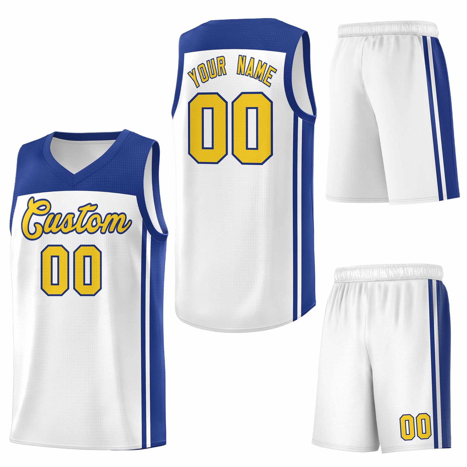 Custom White Royal Classic Sets Sports Uniform Basketball Jersey
