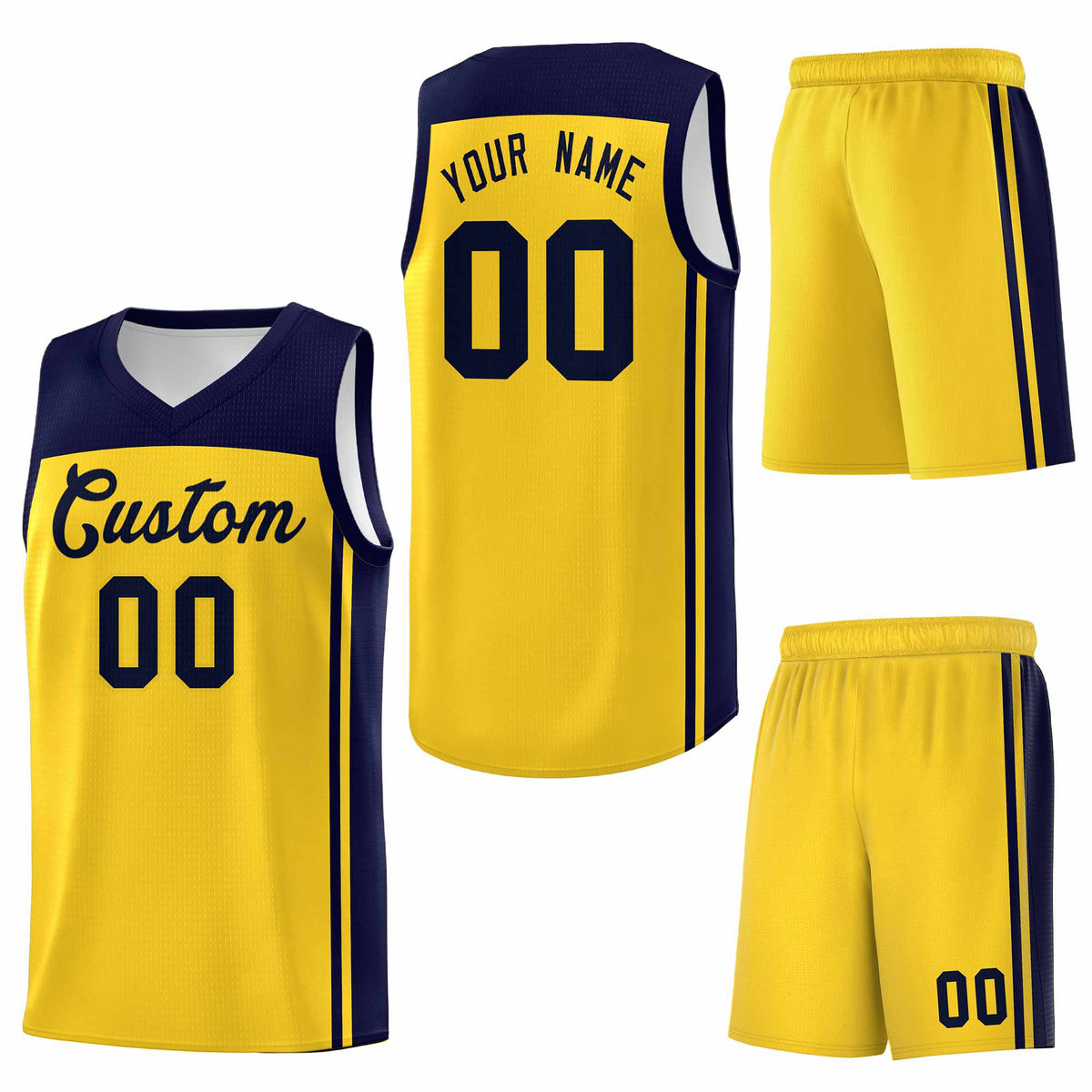 Custom Gold Navy Classic Sets Sports Uniform Basketball Jersey