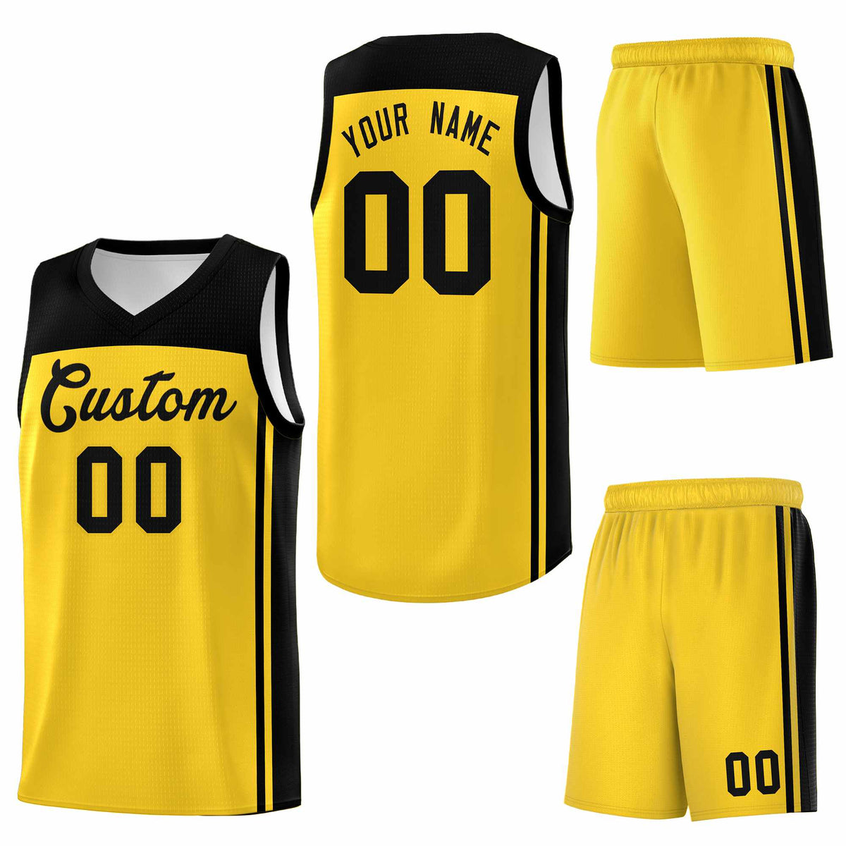 Custom Gold Black Classic Sets Sports Uniform Basketball Jersey