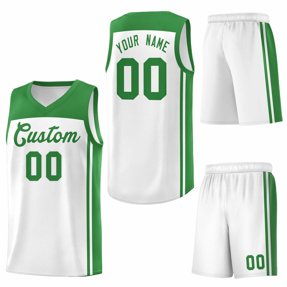 Custom White Kelly Green Classic Sets Sports Uniform Basketball Jersey