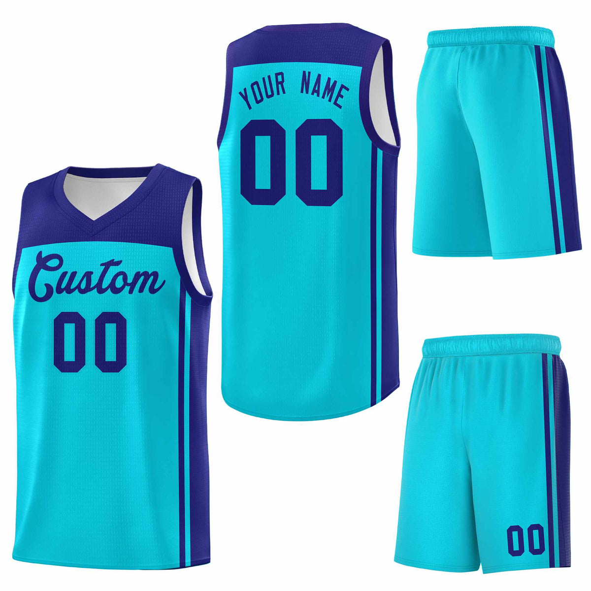 Custom Sky Blue Purple Classic Sets Sports Uniform Basketball Jersey