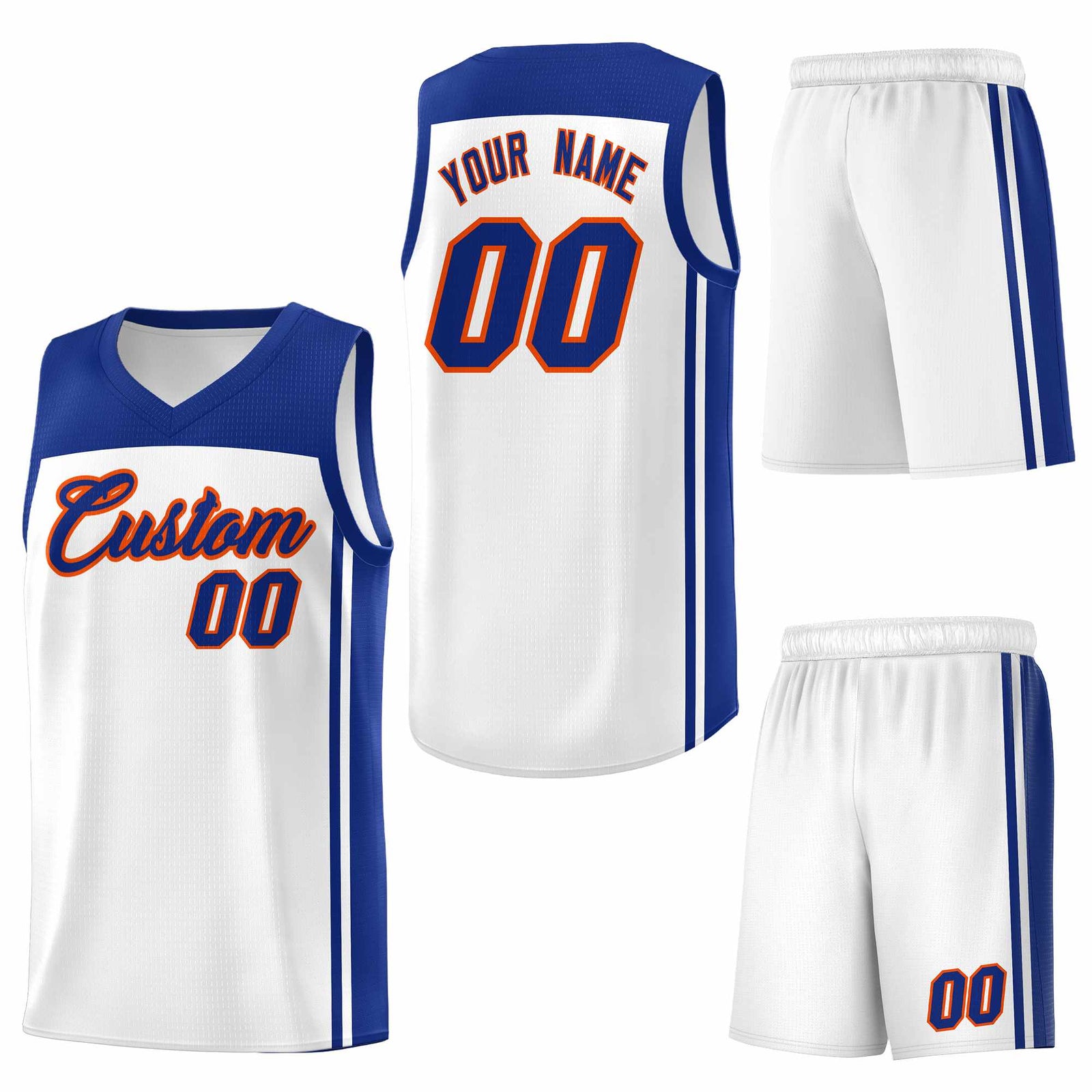 Custom White Royal Classic Sets Sports Uniform Basketball Jersey