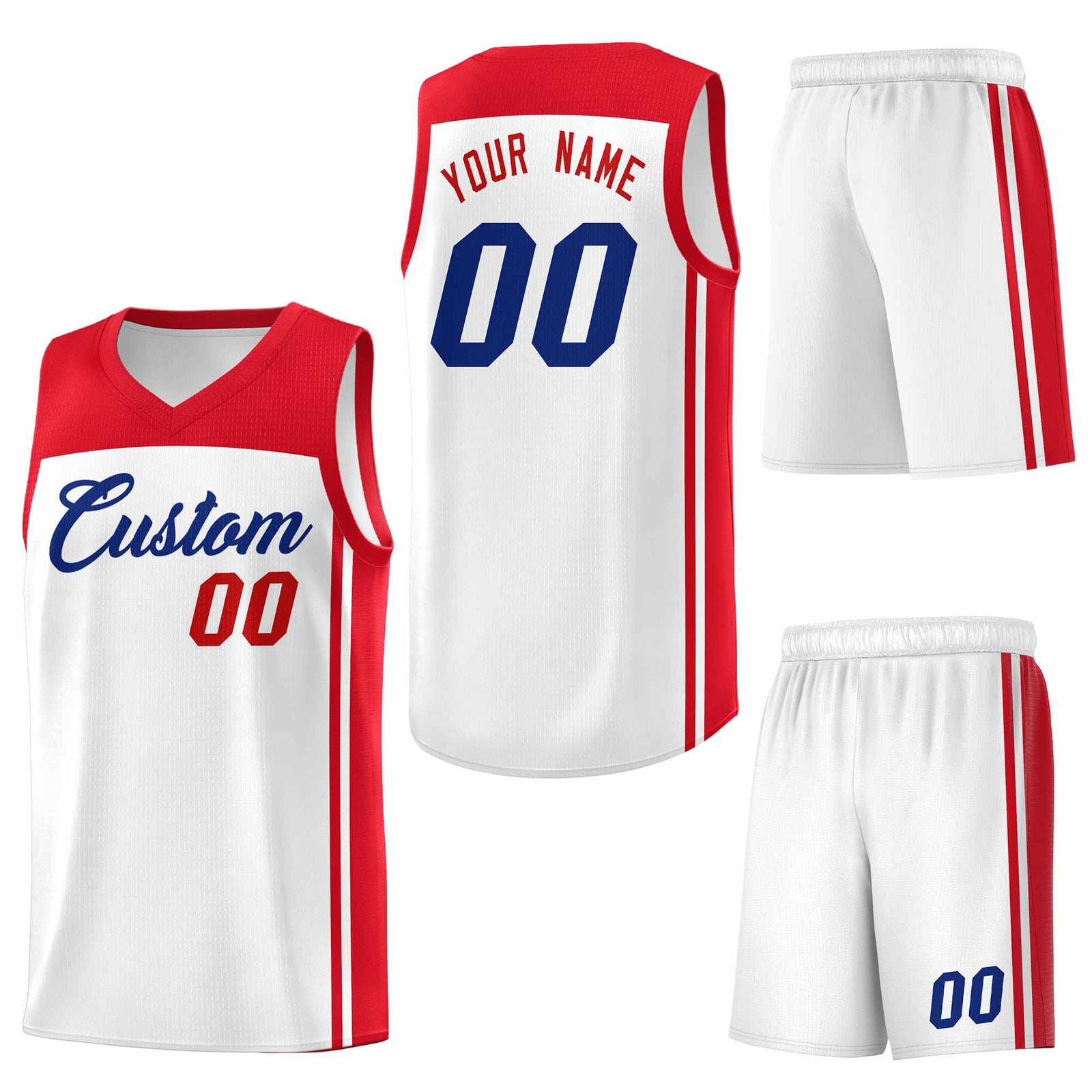 Custom White Red Classic Sets Sports Uniform Basketball Jersey