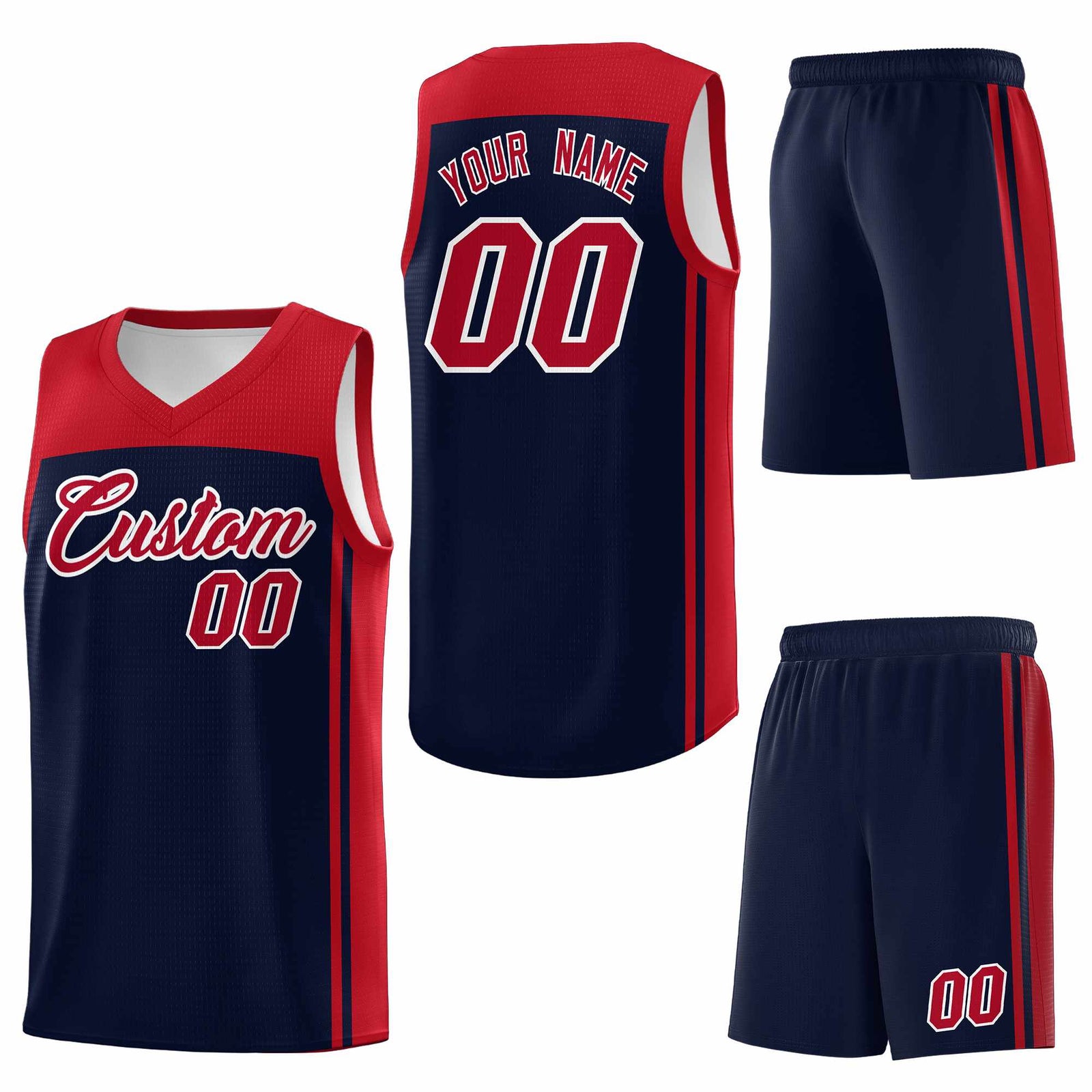 Custom Navy Red Classic Sets Sports Uniform Basketball Jersey