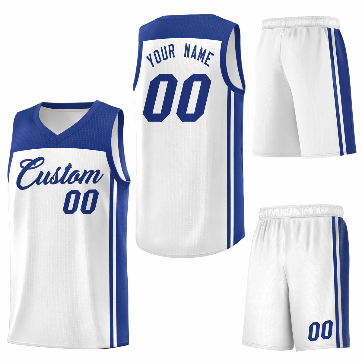 Custom White Royal Classic Sets Sports Uniform Basketball Jersey