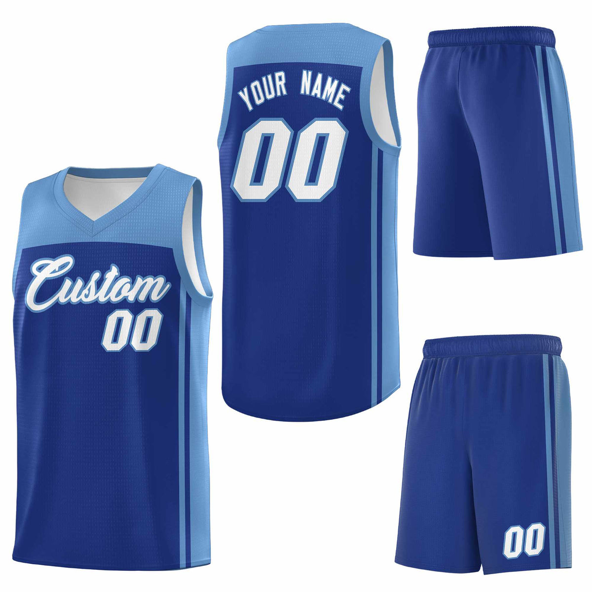 Custom Royal Light Blue Classic Sets Sports Uniform Basketball Jersey