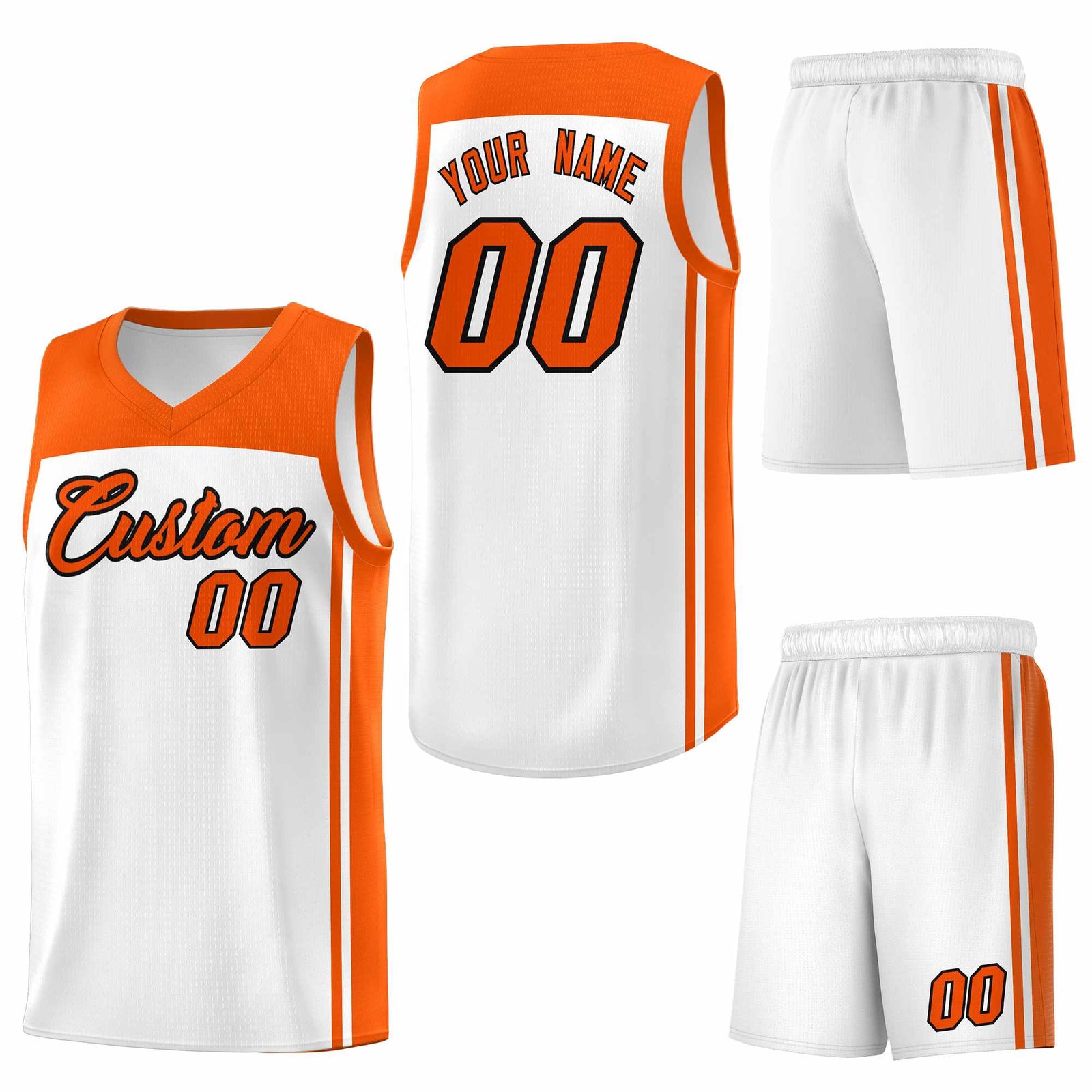 Custom White Orange Classic Sets Sports Uniform Basketball Jersey