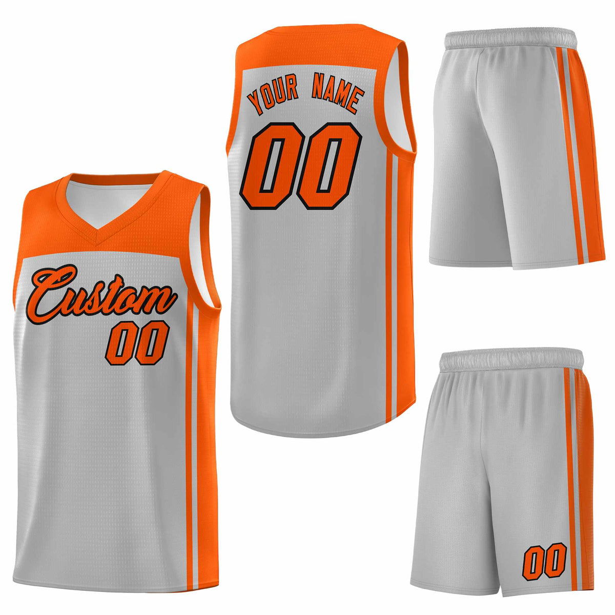 Custom Grey Orange Classic Sets Sports Uniform Basketball Jersey