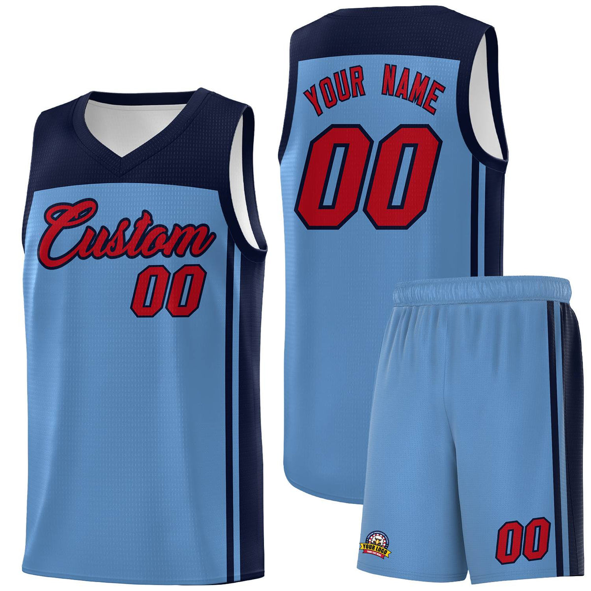 Custom Light Blue Navy Classic Sets Sports Uniform Basketball Jersey