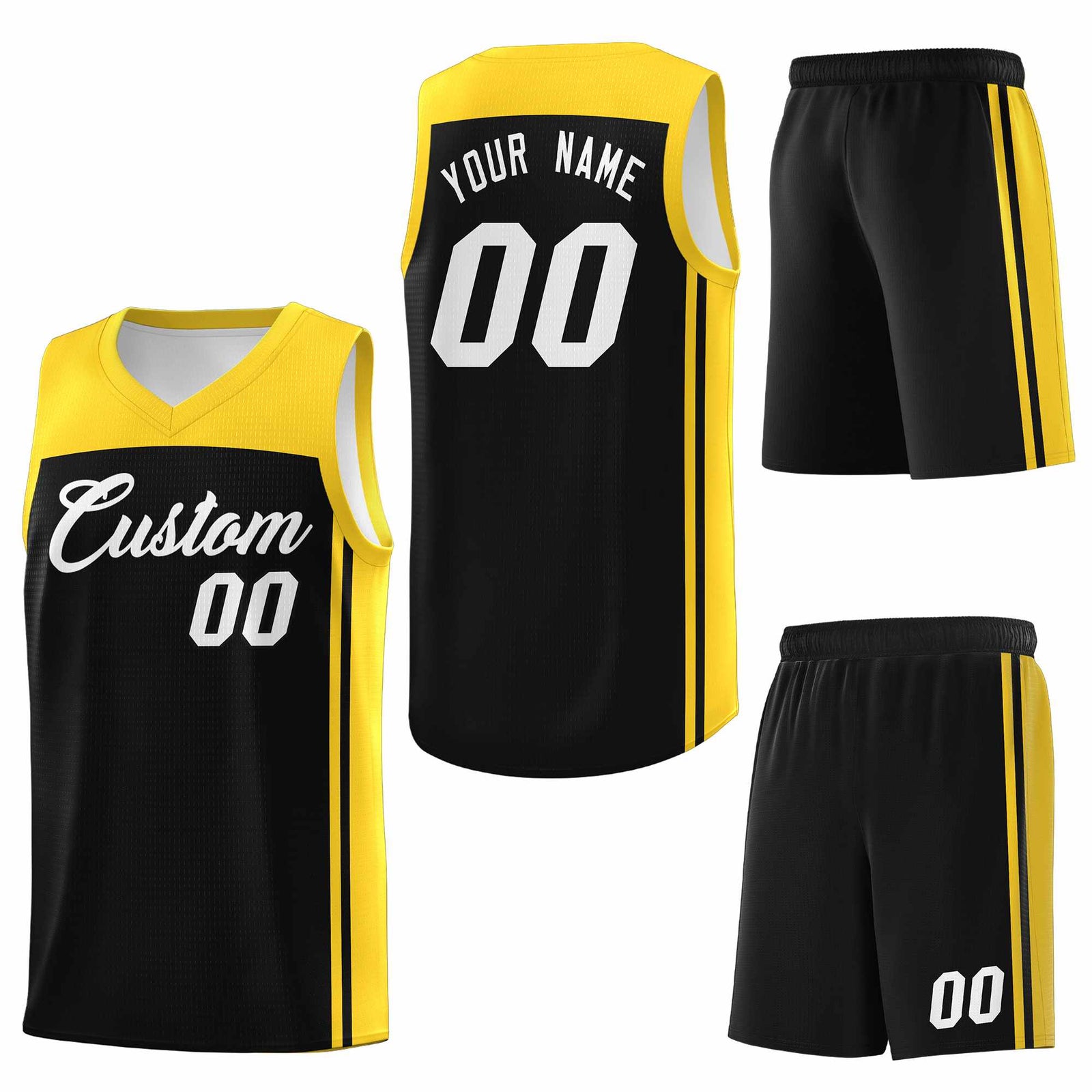 Custom Black Gold Classic Sets Sports Uniform Basketball Jersey