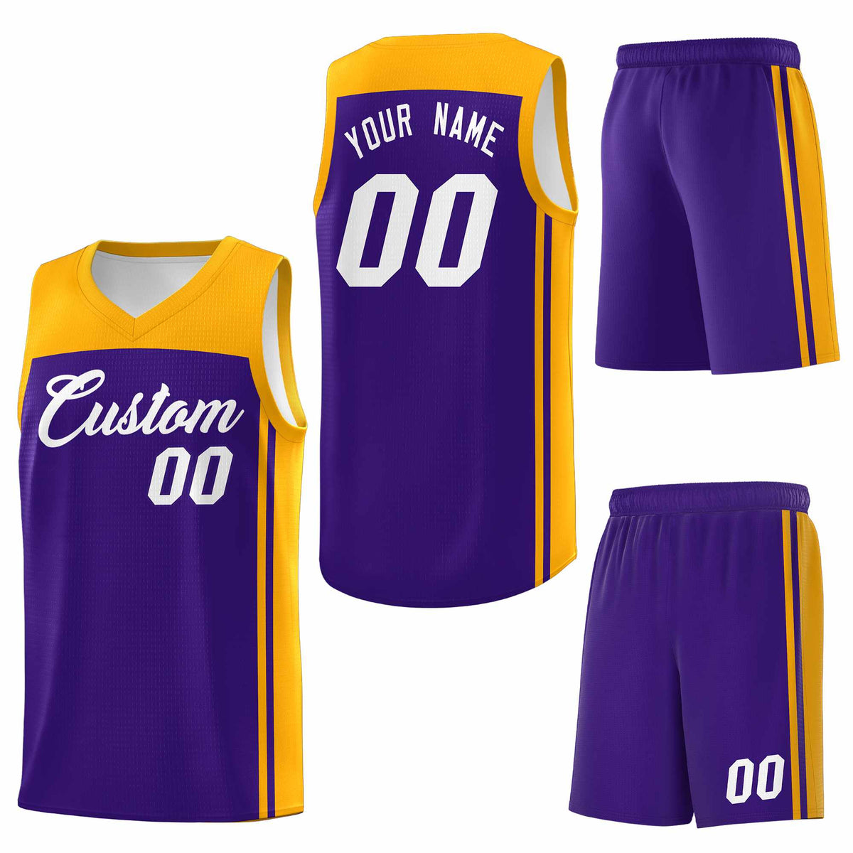 Custom Purple Yellow Classic Sets Sports Uniform Basketball Jersey