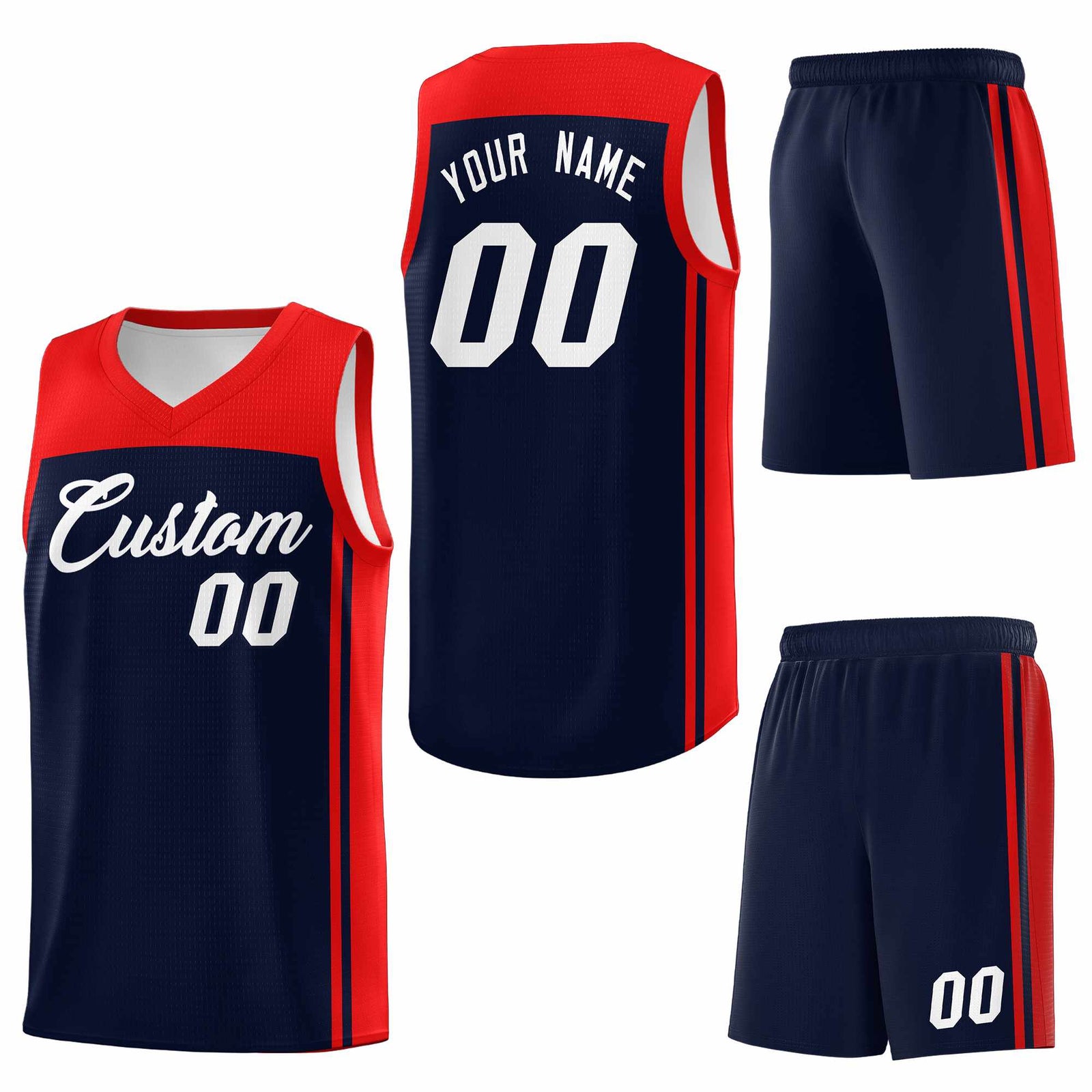 Custom Navy Red Classic Sets Sports Uniform Basketball Jersey