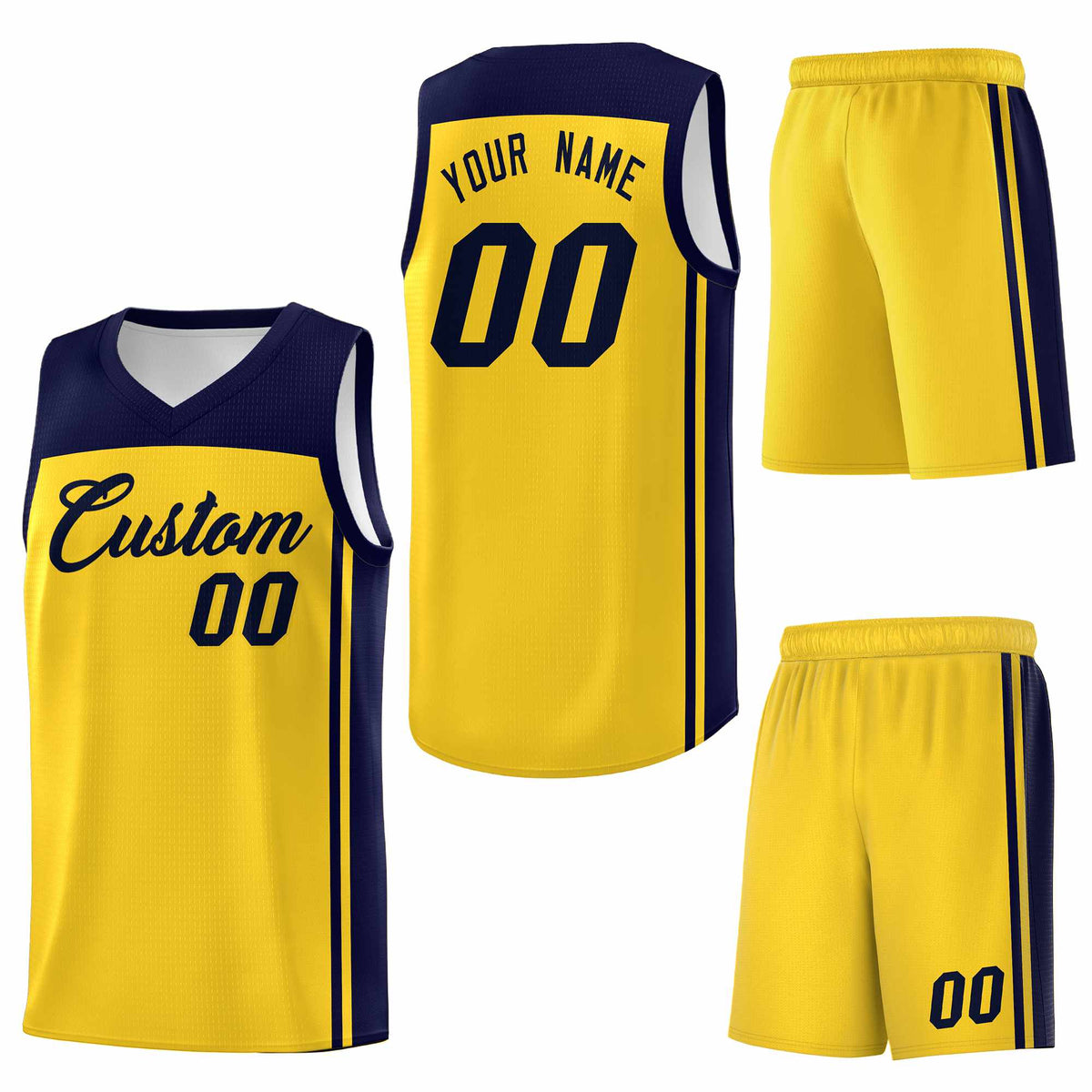 Custom Gold Navy Classic Sets Sports Uniform Basketball Jersey
