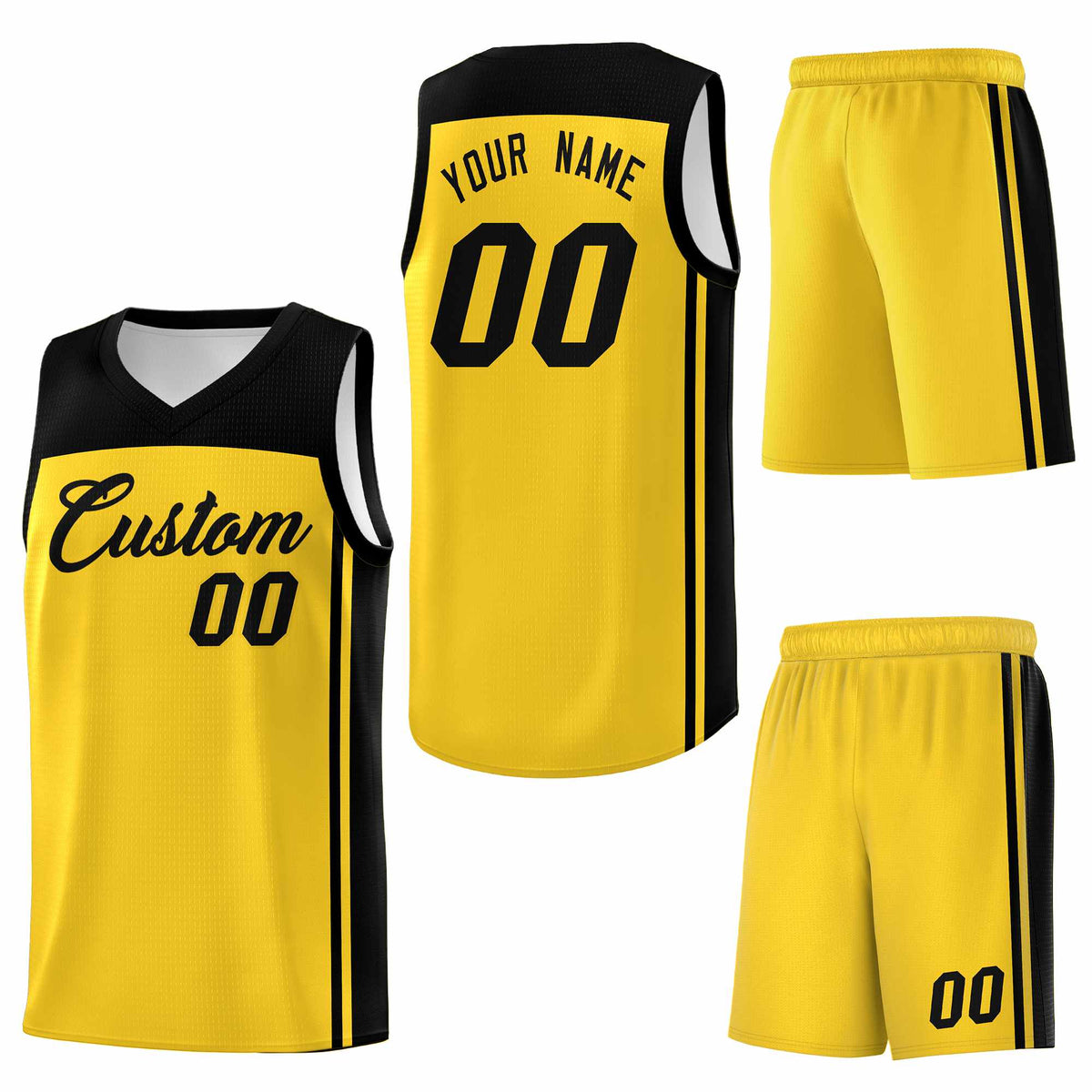 Custom Gold Black Classic Sets Sports Uniform Basketball Jersey