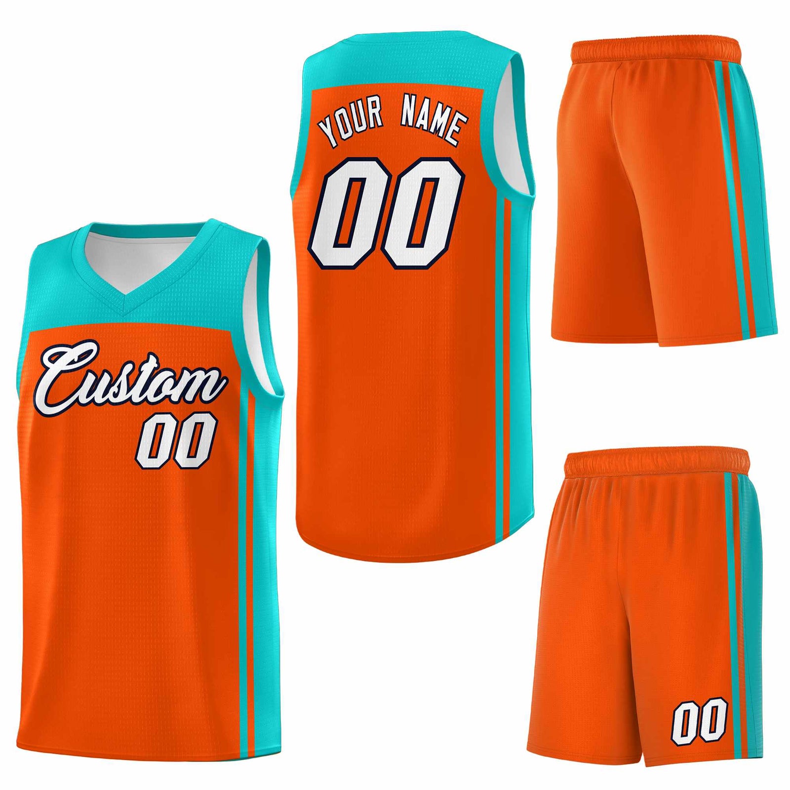 Custom Orange Bright Green Classic Sets Sports Uniform Basketball Jersey